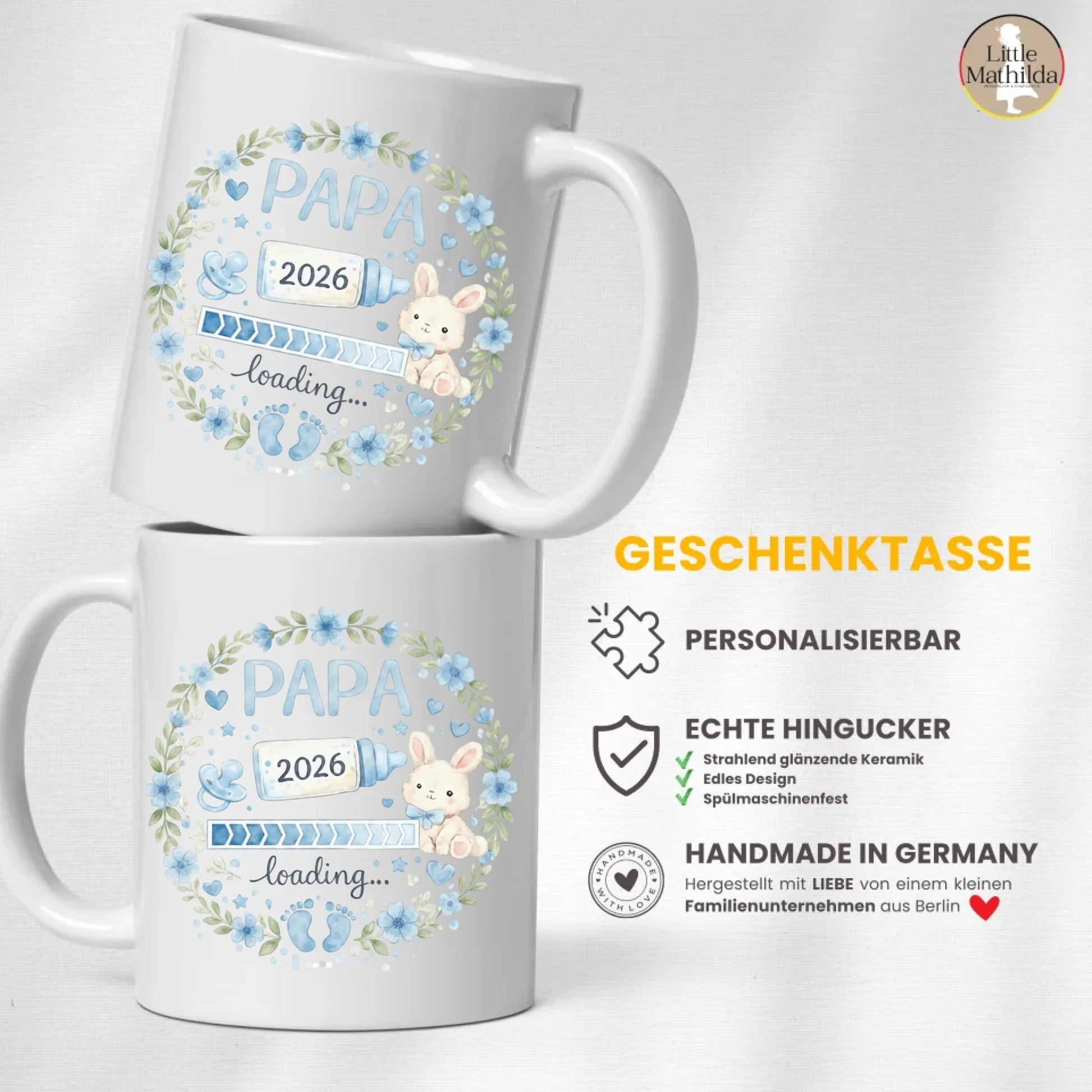 Keramik Tasse Schwangerschaft verkünden: Papa Loading... Little Mathilda Little Mathilda Keramik Tasse