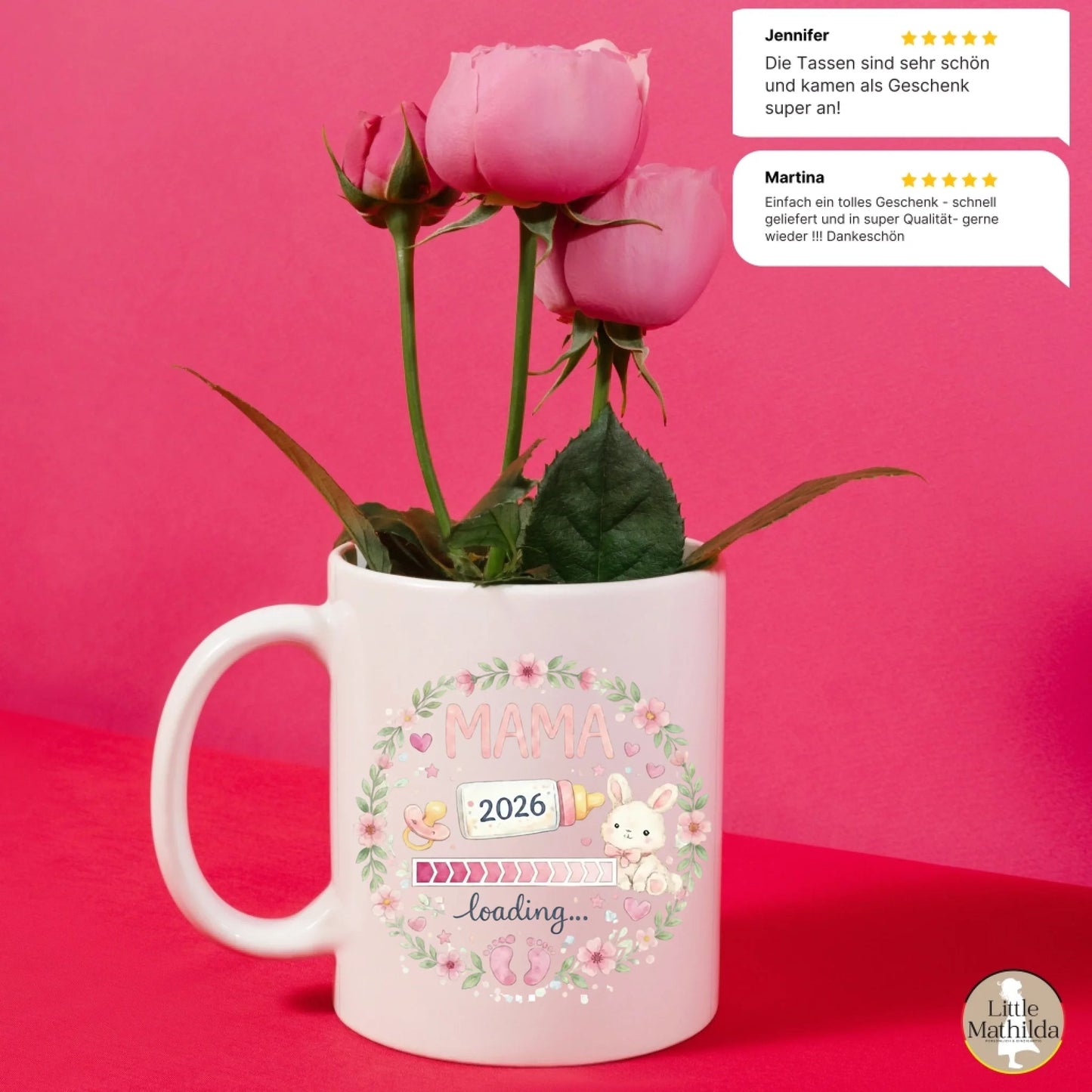 Keramik Tasse Schwangerschaft verkünden: Mama Loading... Little Mathilda Little Mathilda Keramik Tasse