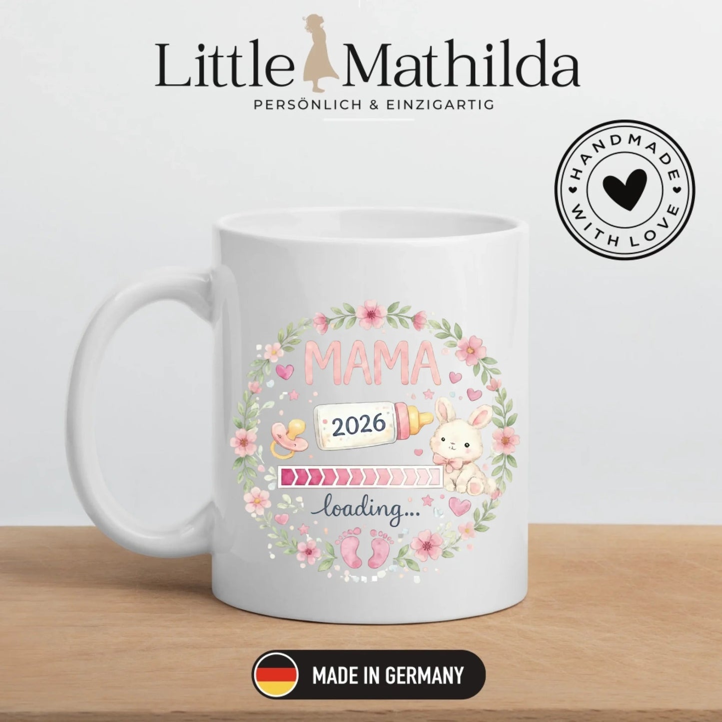 Keramik Tasse Schwangerschaft verkünden: Mama Loading... Little Mathilda Little Mathilda Keramik Tasse