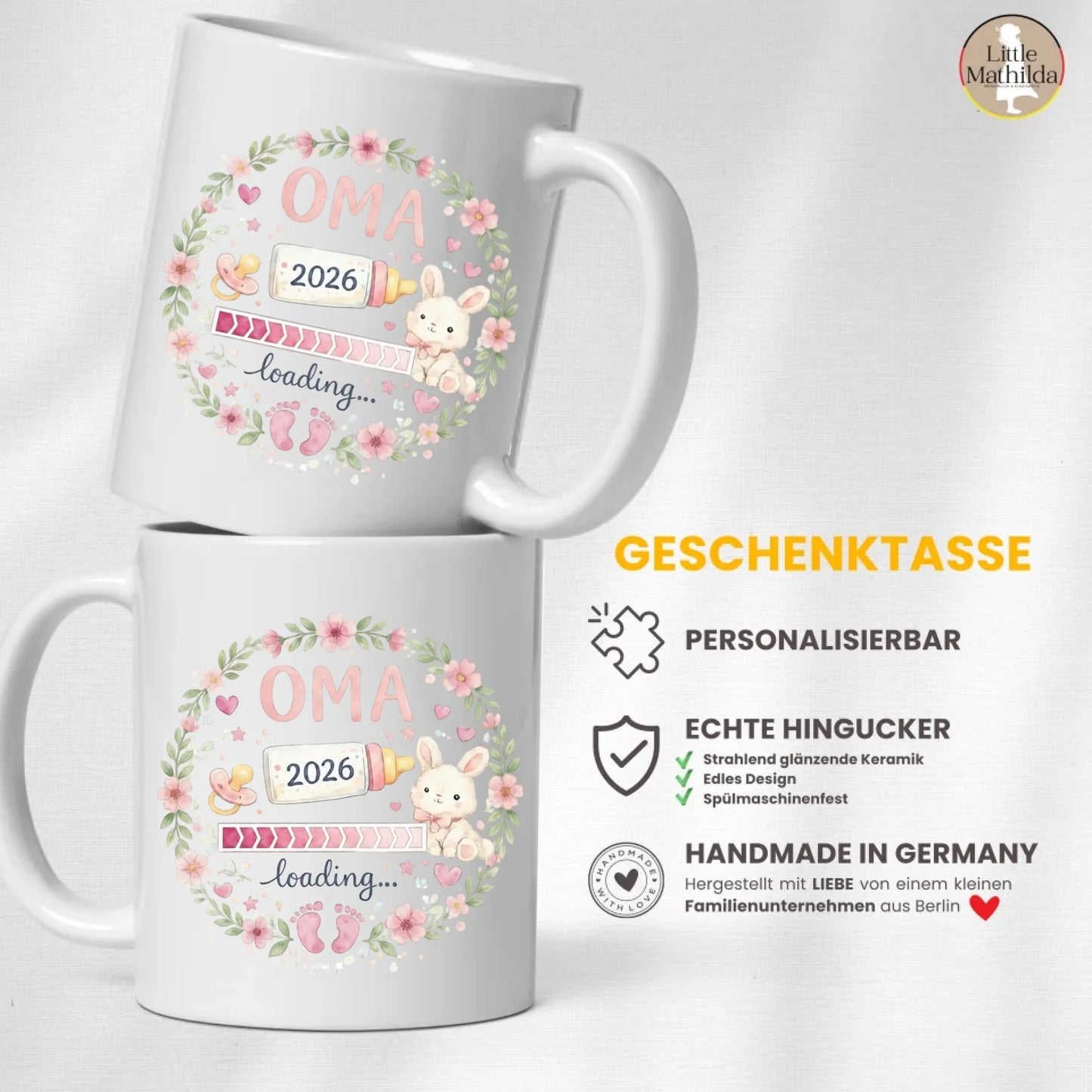 Keramik Tasse Schwangerschaft verkünden: Oma Loading... Little Mathilda Little Mathilda Keramik Tasse