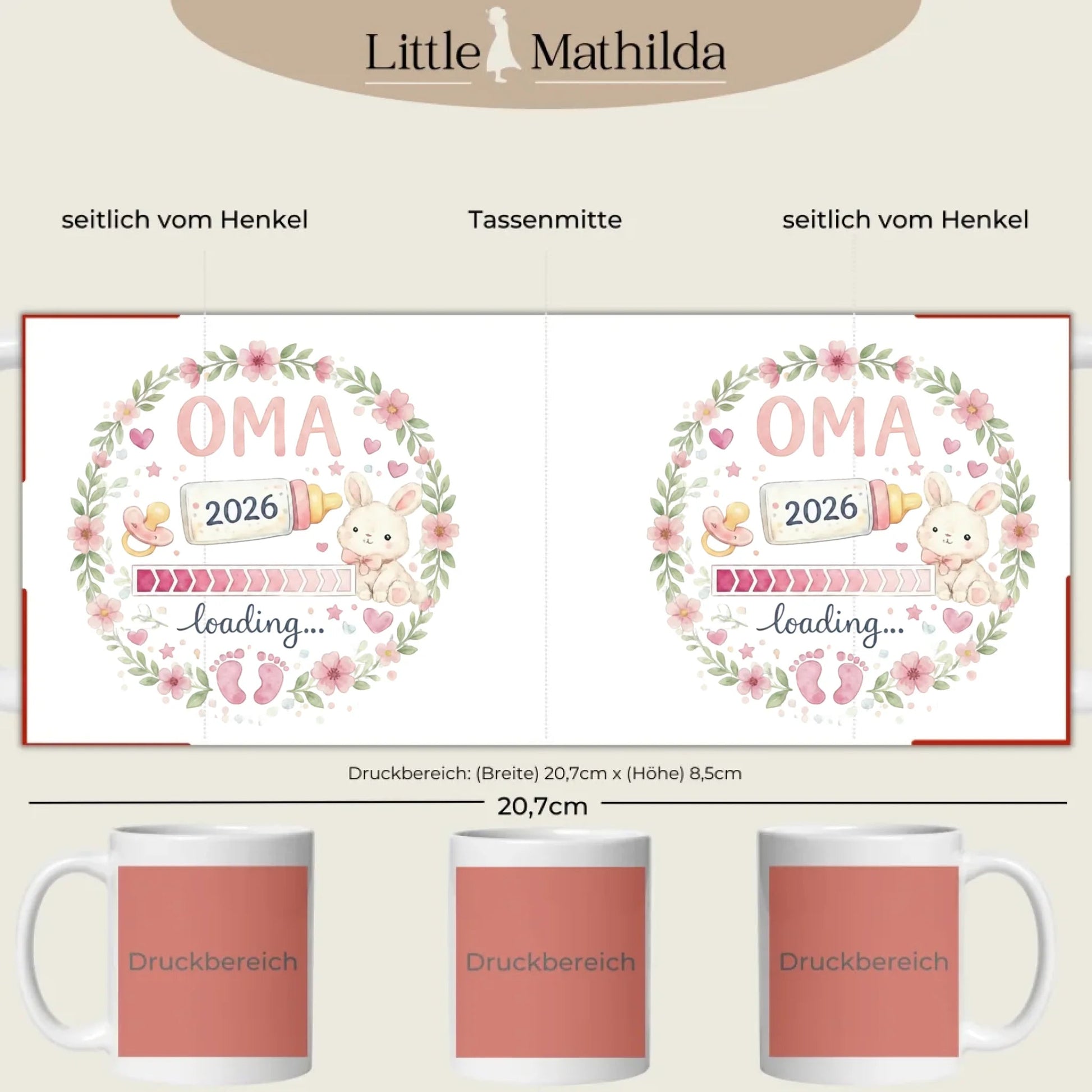 Keramik Tasse Schwangerschaft verkünden: Oma Loading... Little Mathilda Little Mathilda Keramik Tasse