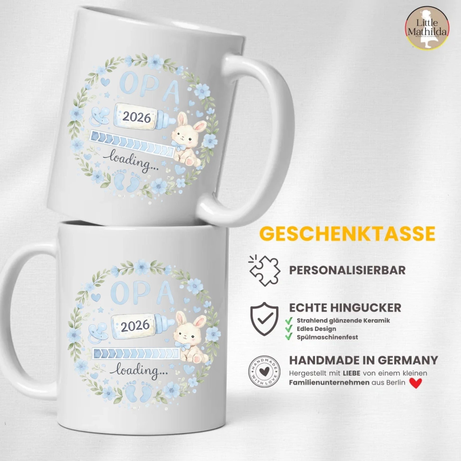 Keramik Tasse Schwangerschaft verkünden: Opa Loading... Little Mathilda Little Mathilda Keramik Tasse