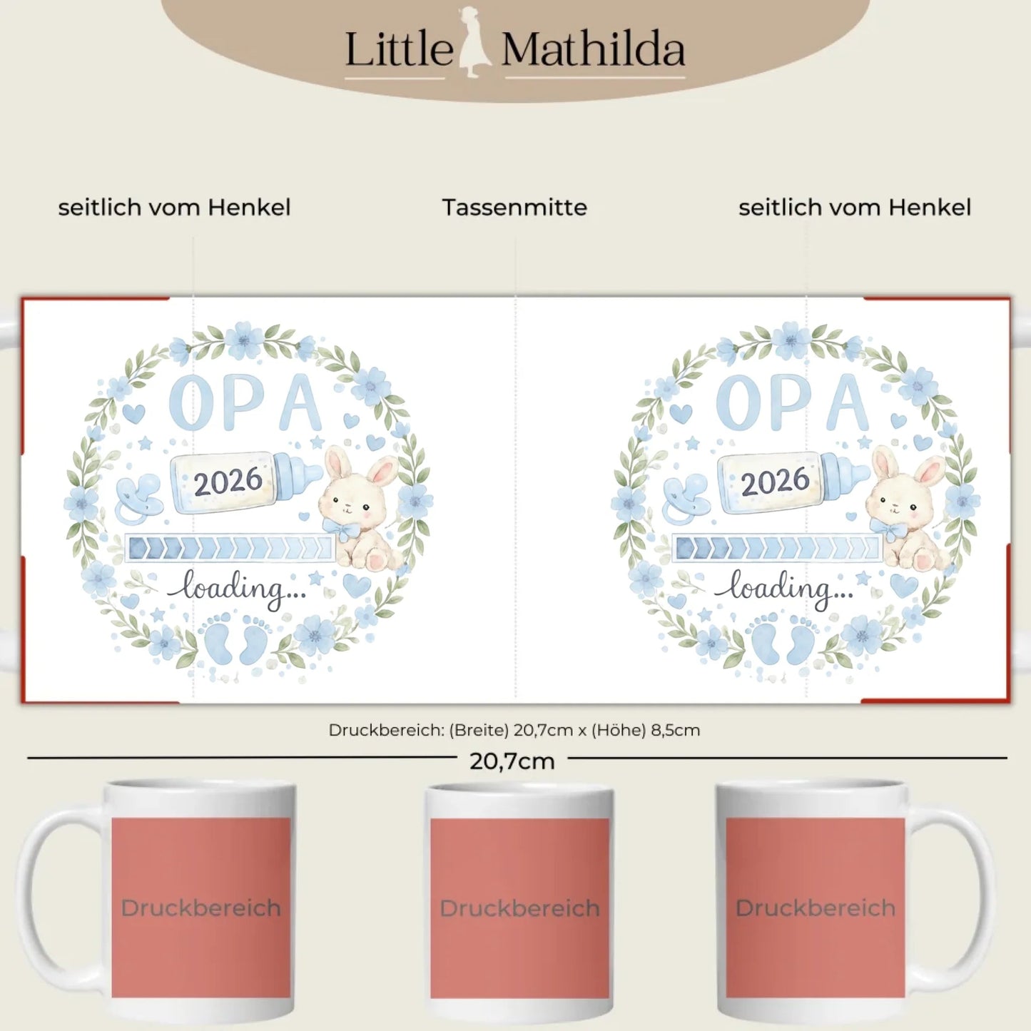 Keramik Tasse Schwangerschaft verkünden: Opa Loading... Little Mathilda Little Mathilda Keramik Tasse