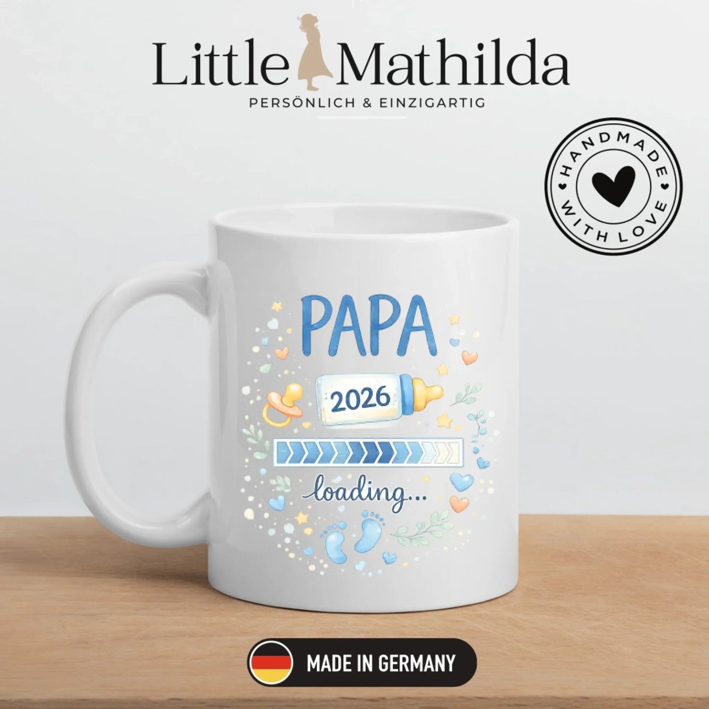 Keramik Tasse Schwangerschaft verkünden: Papa Loading... Little Mathilda Little Mathilda Keramik Tasse