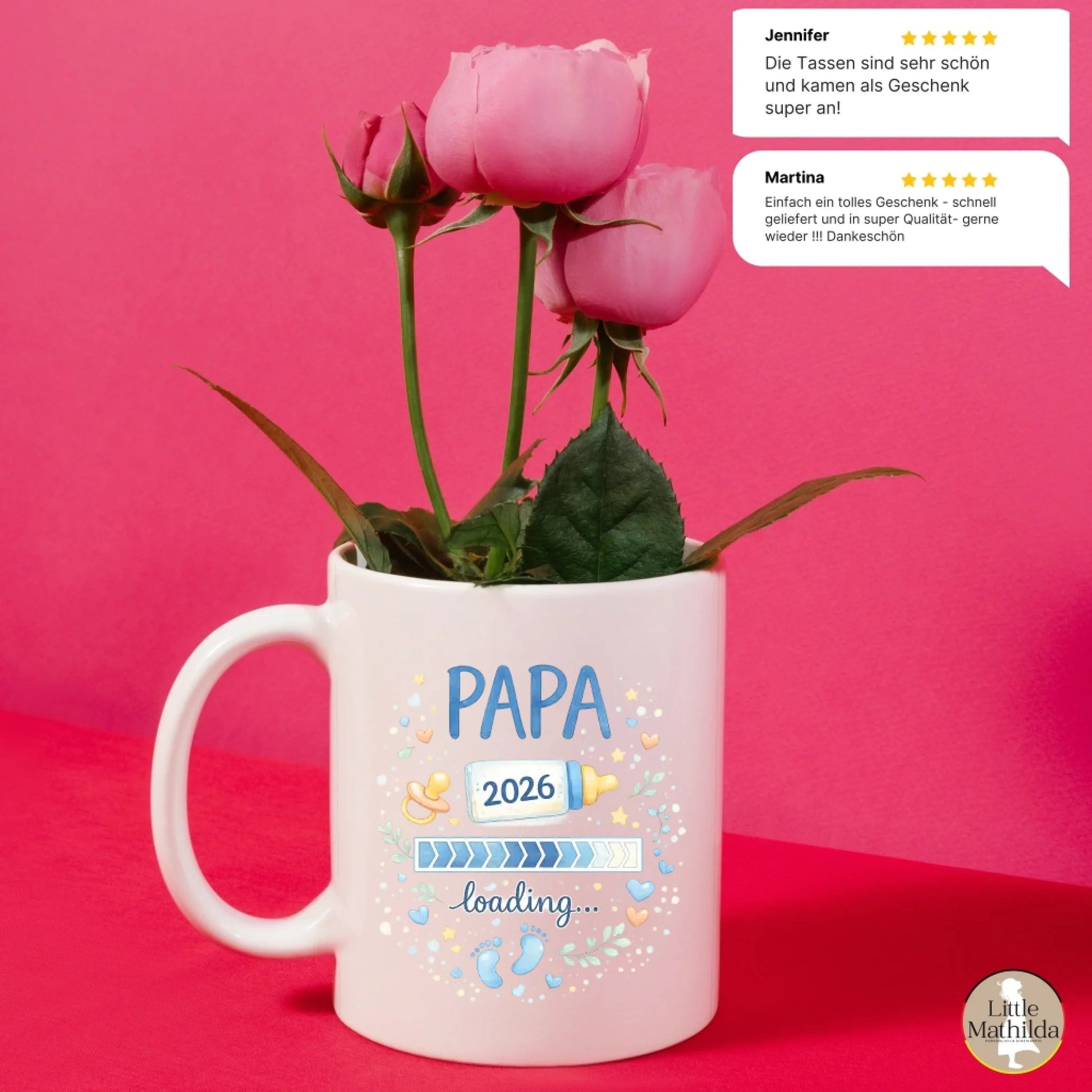 Keramik Tasse Schwangerschaft verkünden: Papa Loading... Little Mathilda Little Mathilda Keramik Tasse