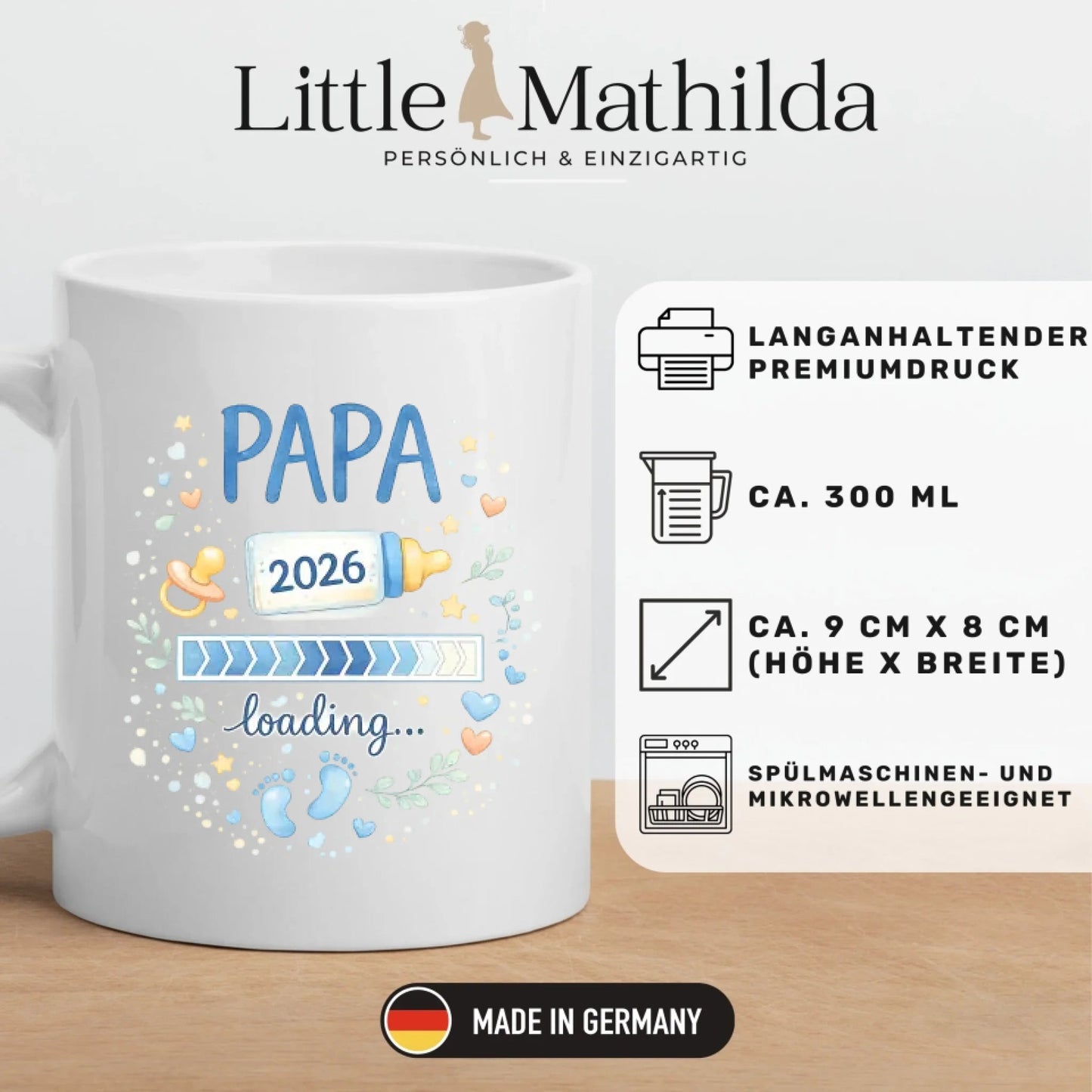 Keramik Tasse Schwangerschaft verkünden: Papa Loading... Little Mathilda Little Mathilda Keramik Tasse