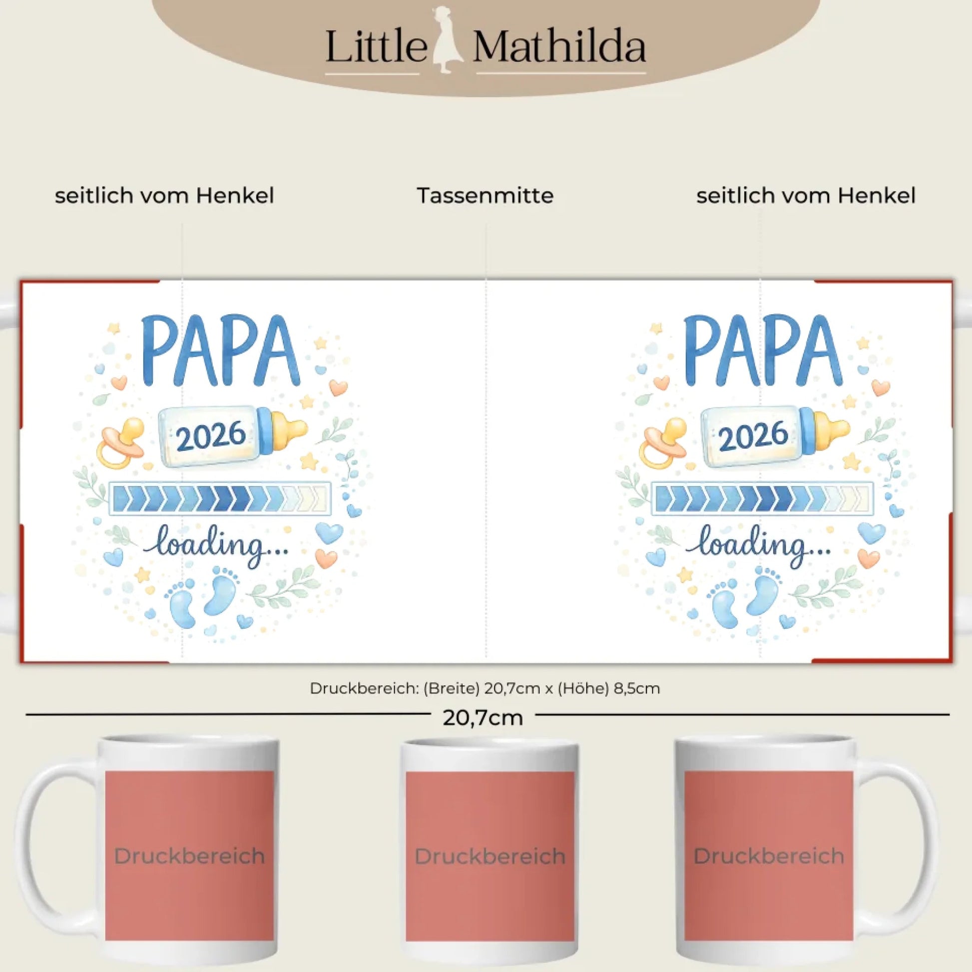 Keramik Tasse Schwangerschaft verkünden: Papa Loading... Little Mathilda Little Mathilda Keramik Tasse