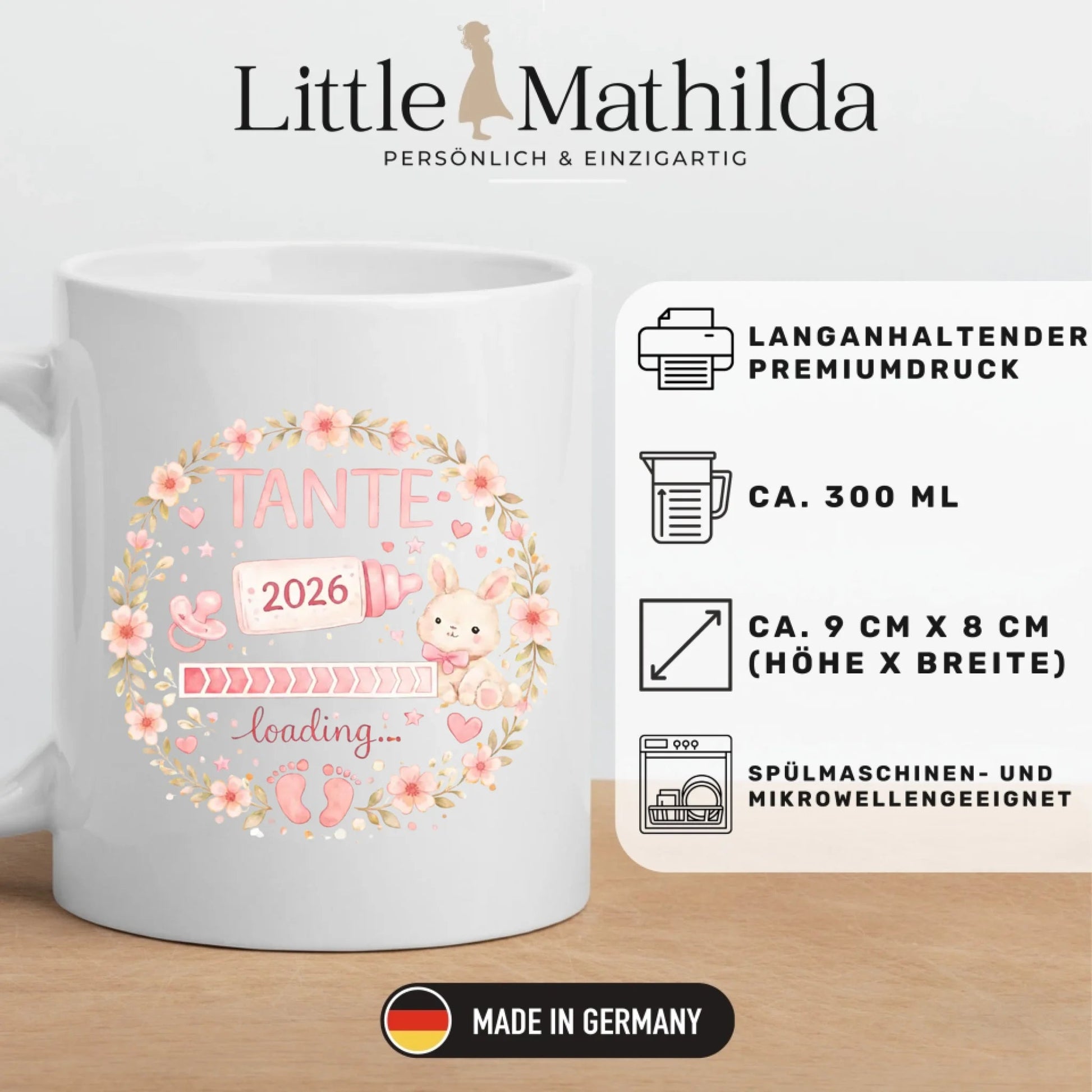 Keramik Tasse Schwangerschaft verkünden: Tante Loading... Little Mathilda Little Mathilda Keramik Tasse