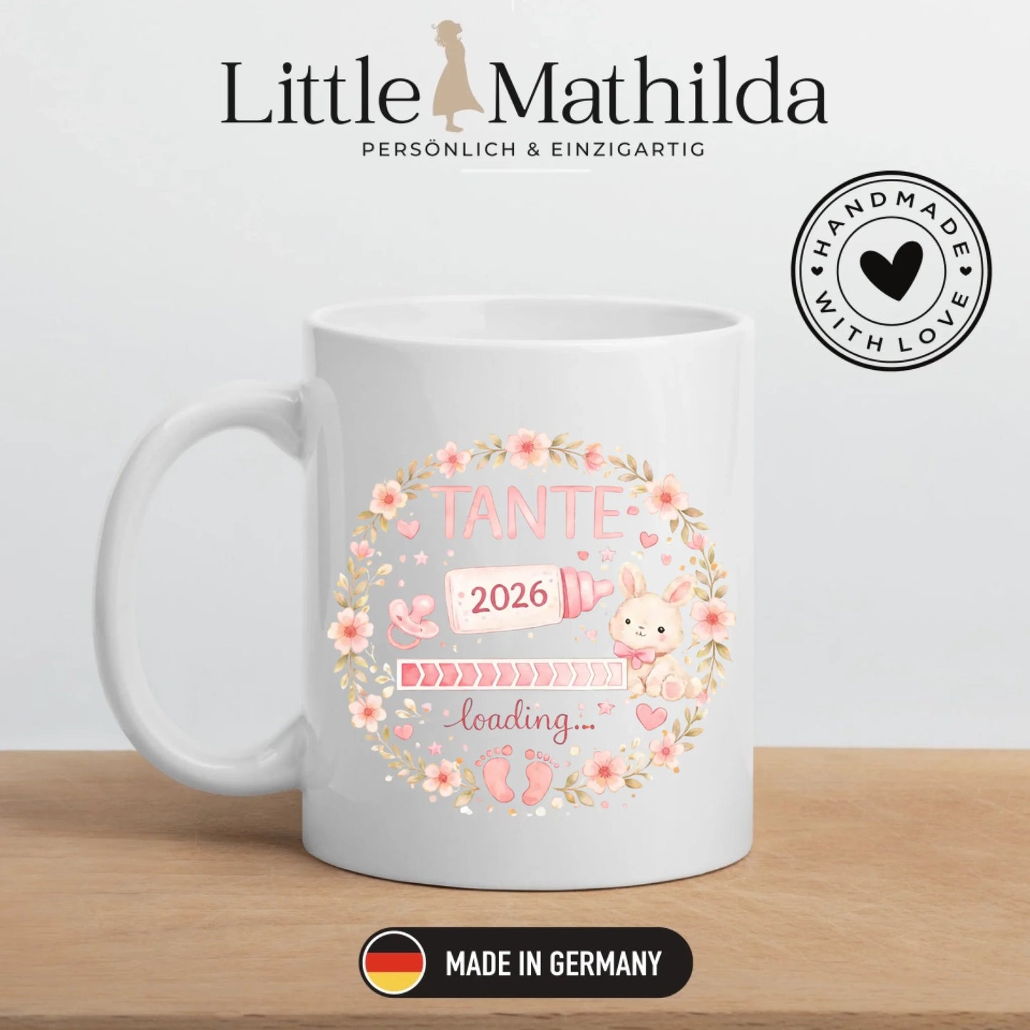 Keramik Tasse Schwangerschaft verkünden: Tante Loading... Little Mathilda Little Mathilda Keramik Tasse