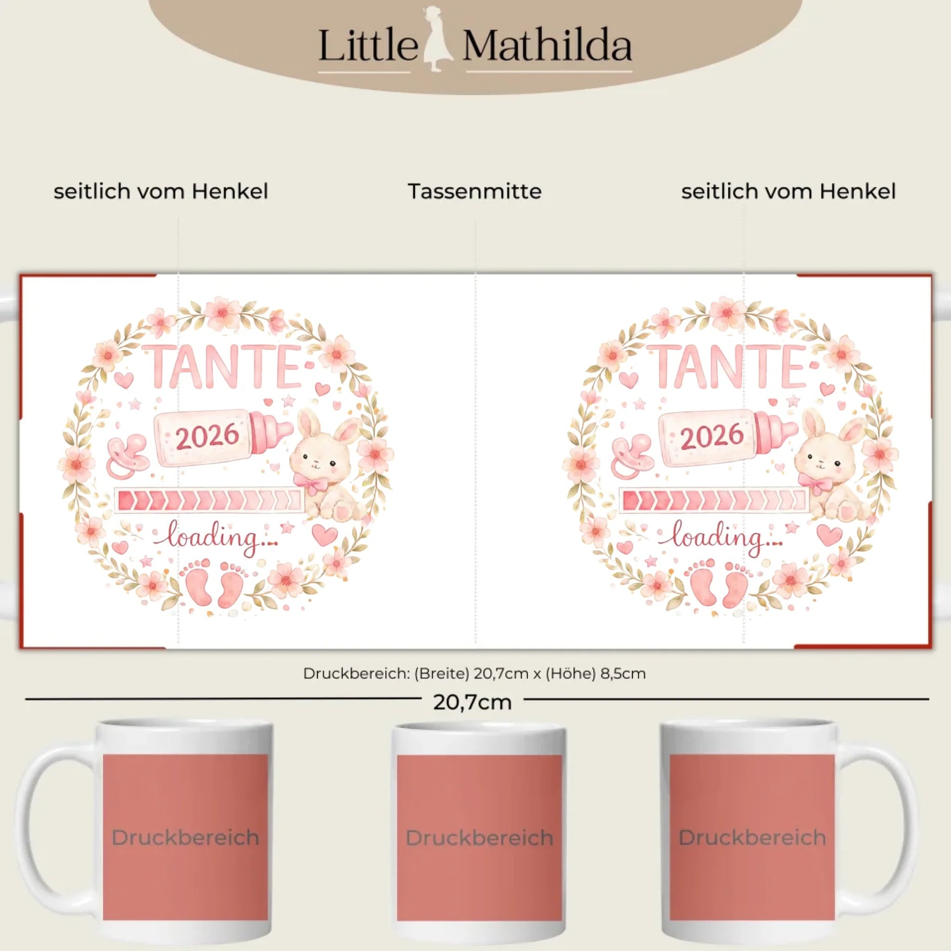 Keramik Tasse Schwangerschaft verkünden: Tante Loading... Little Mathilda Little Mathilda Keramik Tasse