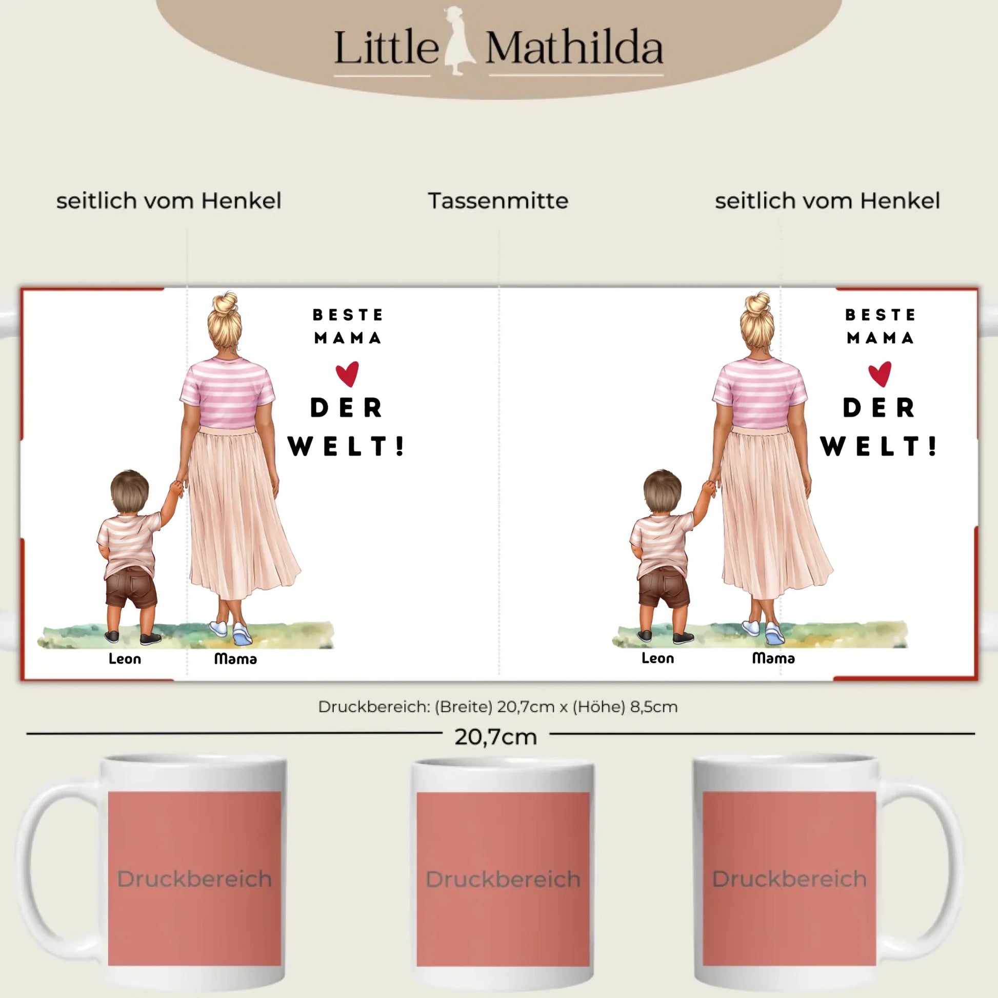 Personalisierte Keramik Tasse Druckbereich 360 Grad