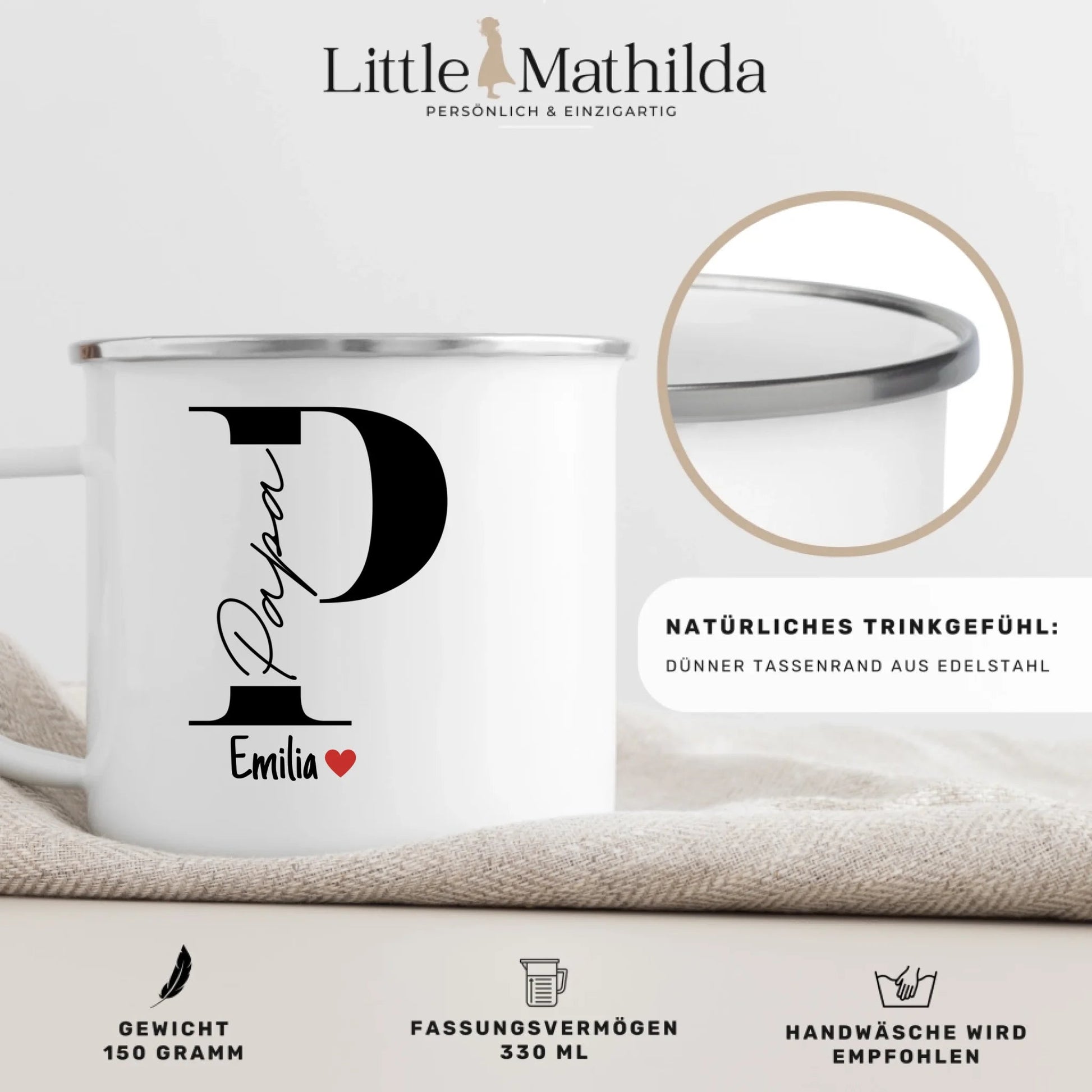 Papa Tasse mit Namen der Kinder Little Mathilda Little Mathilda Keramik Tasse