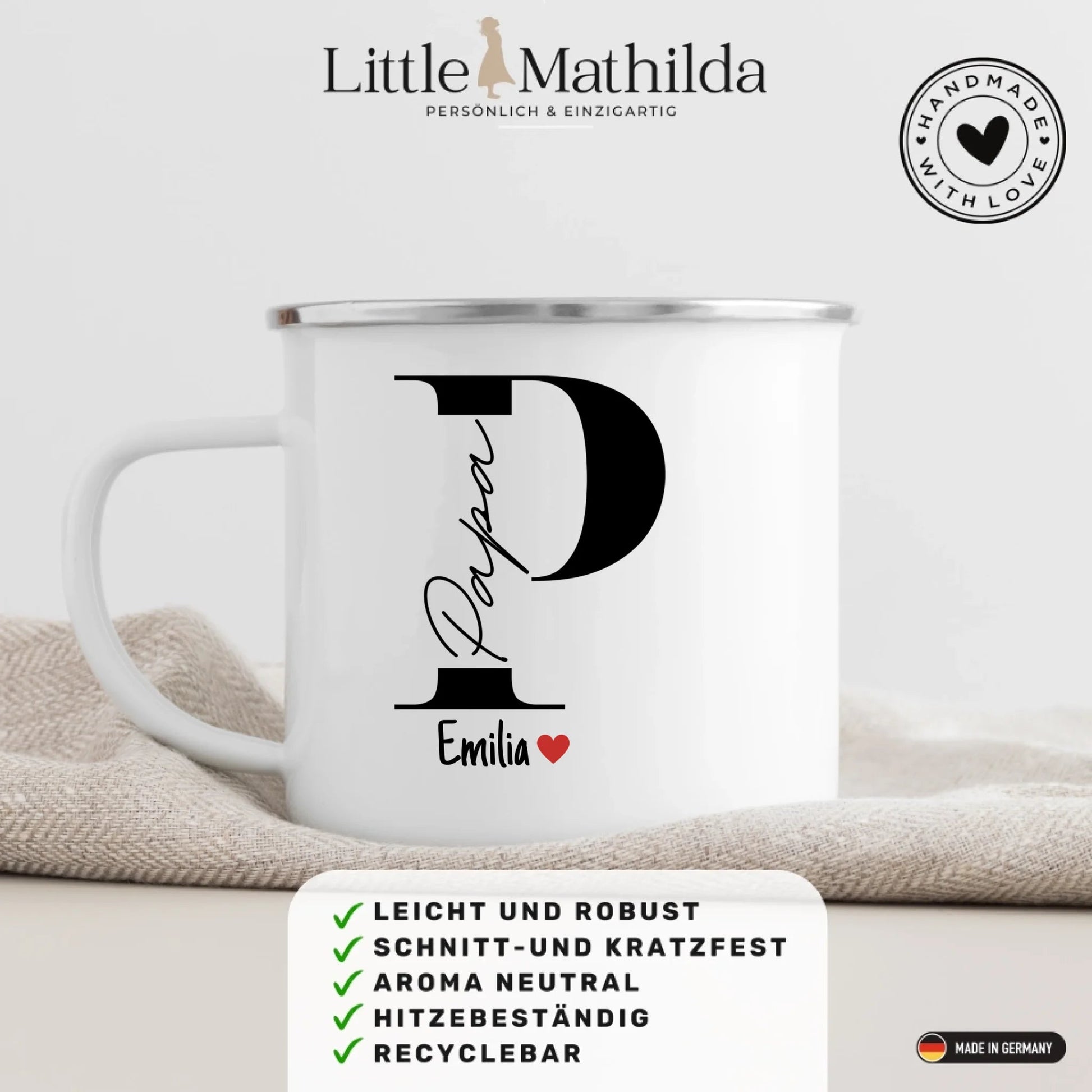 Papa Tasse mit Namen der Kinder Little Mathilda Little Mathilda Keramik Tasse
