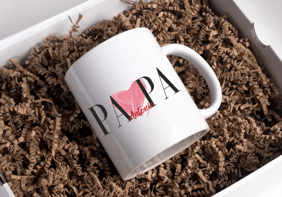 Papa Tasse personalisiert mit Namen der Kinder Little Mathilda Little Mathilda Keramik Tasse