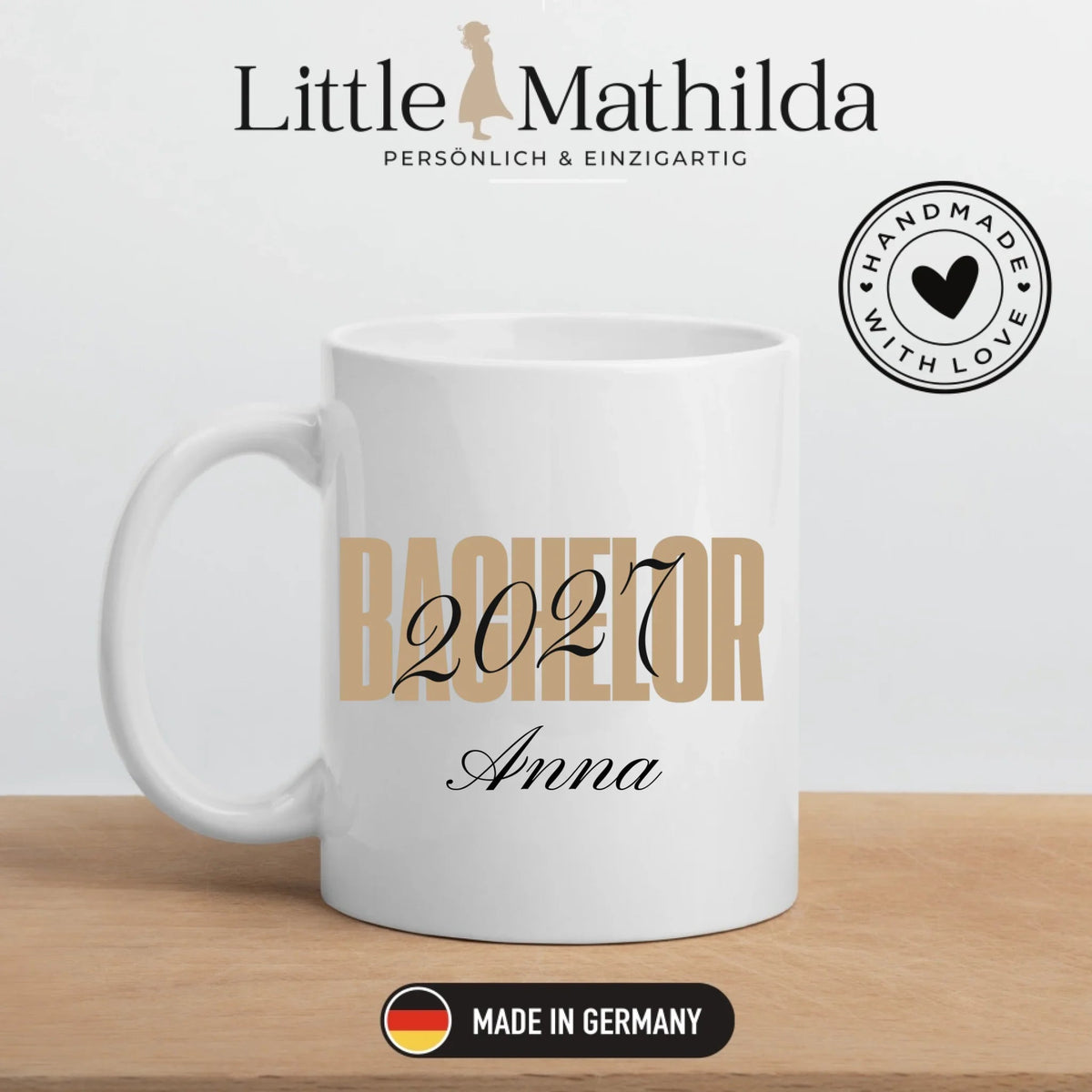 Personalisierte Bachelor Tasse mit Namen & Wunschjahr – Geschenk zum Bachelorabschluss Little Mathilda Little Mathilda Keramik Tasse