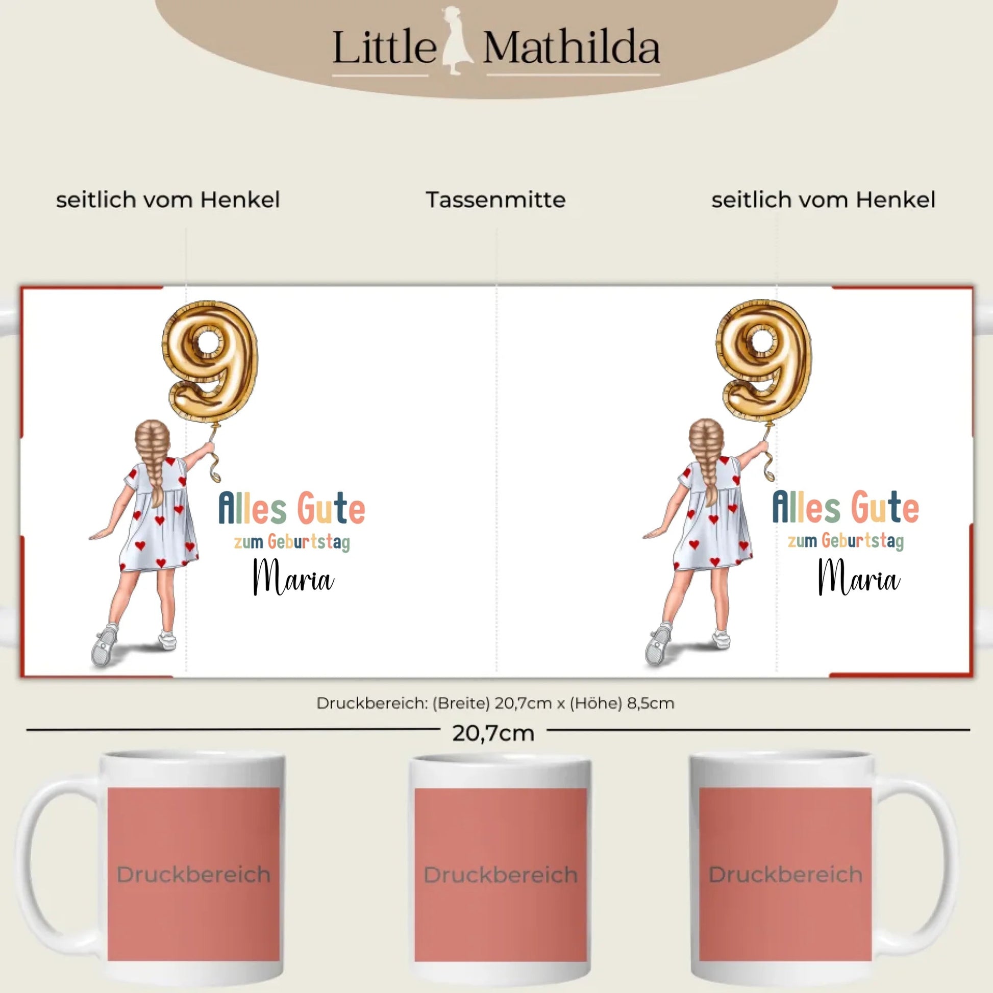 Personalisierte Keramik Tasse Druckbereich 360 Grad