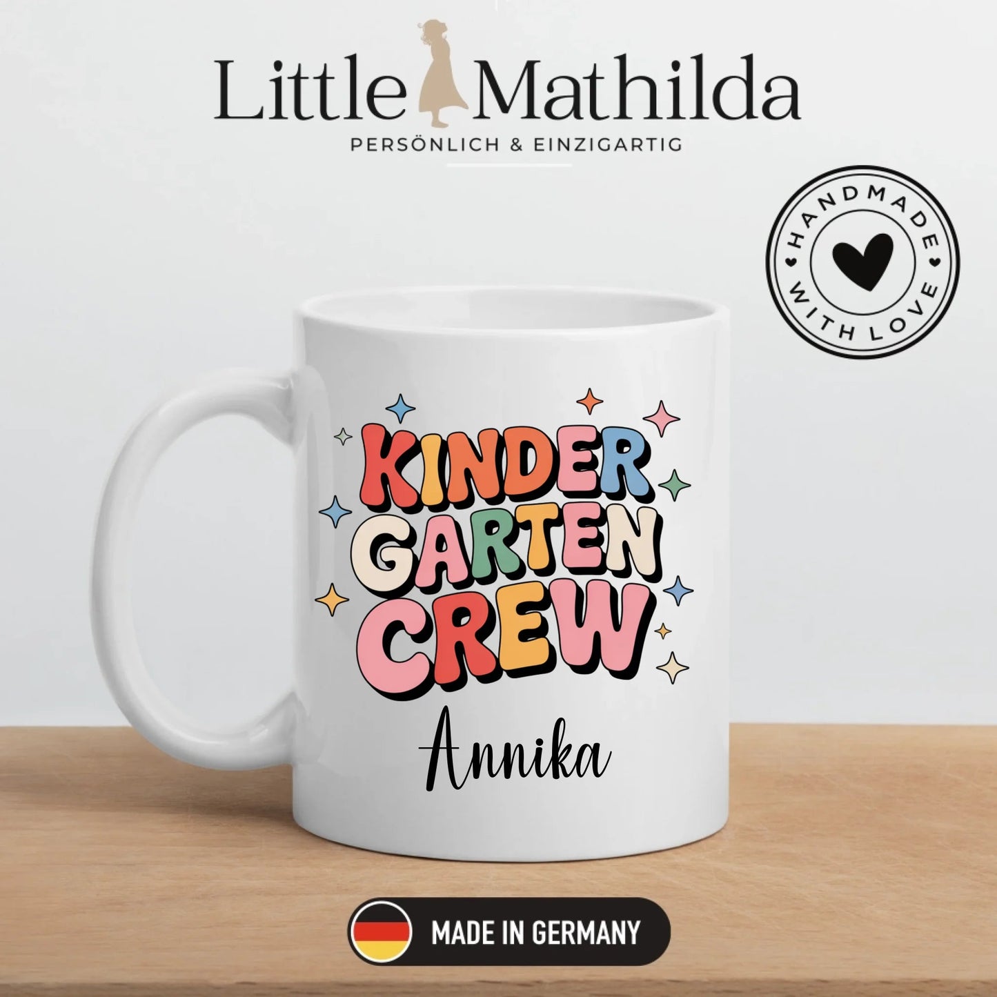 Personalisierte Kaffetasse "Kinder Garten Crew" mit Namen Little Mathilda Little Mathilda Keramik Tasse
