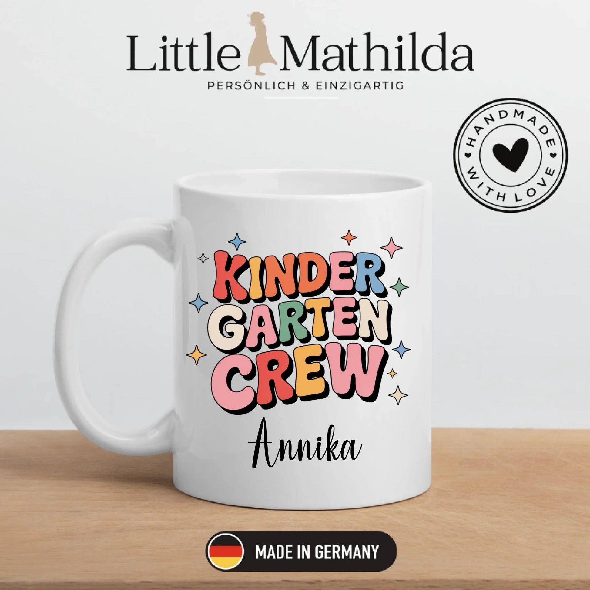 Personalisierte Kaffetasse "Kinder Garten Crew" mit Namen Little Mathilda Little Mathilda Keramik Tasse