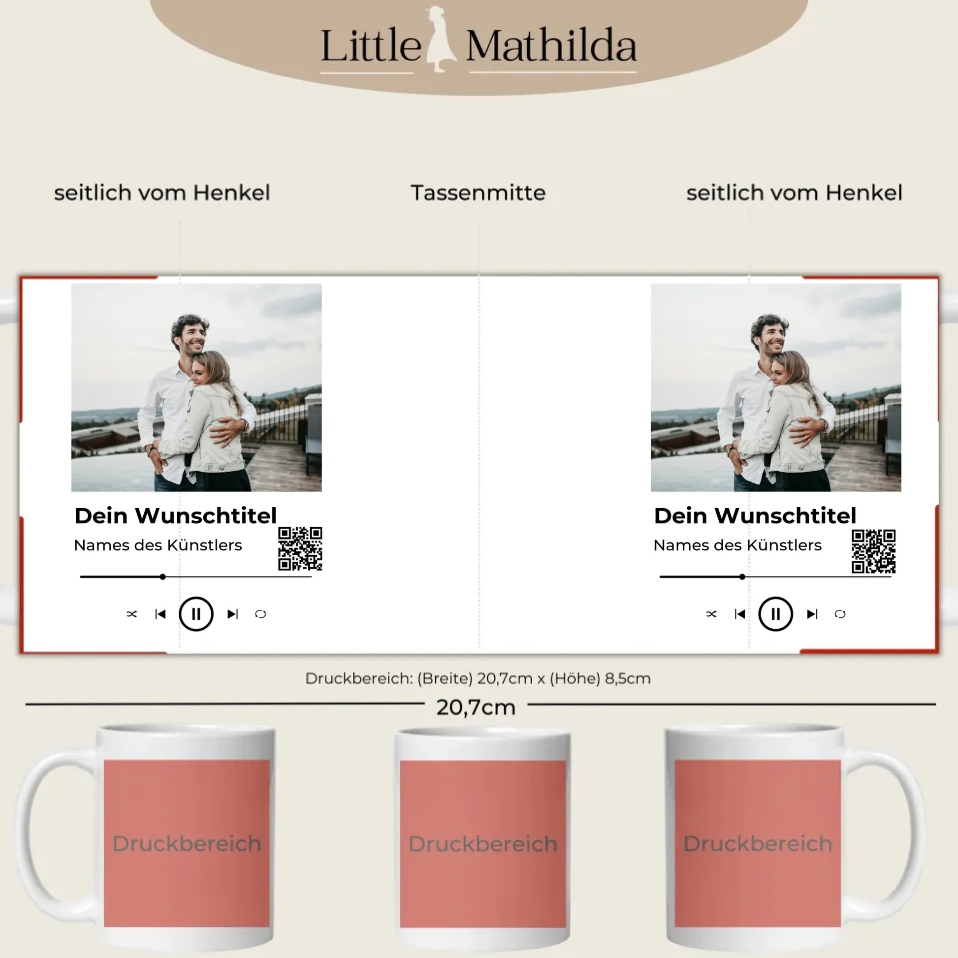 Personalisierte Keramik Tasse Druckbereich 360 Grad