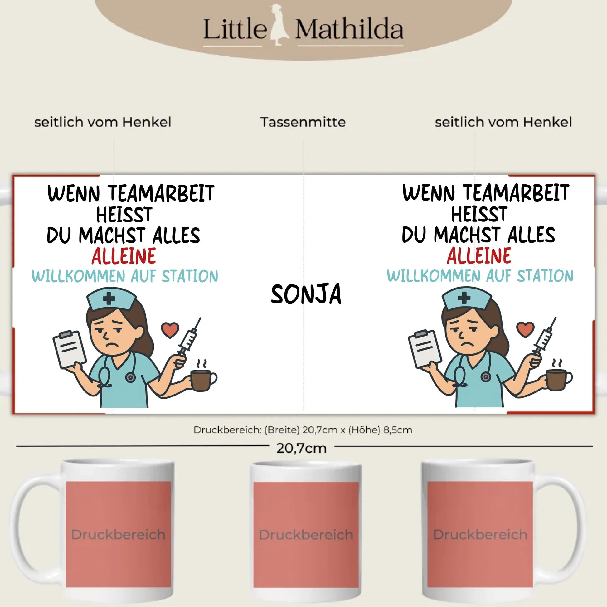 Personalisierte Keramik Tasse Druckbereich 360 Grad