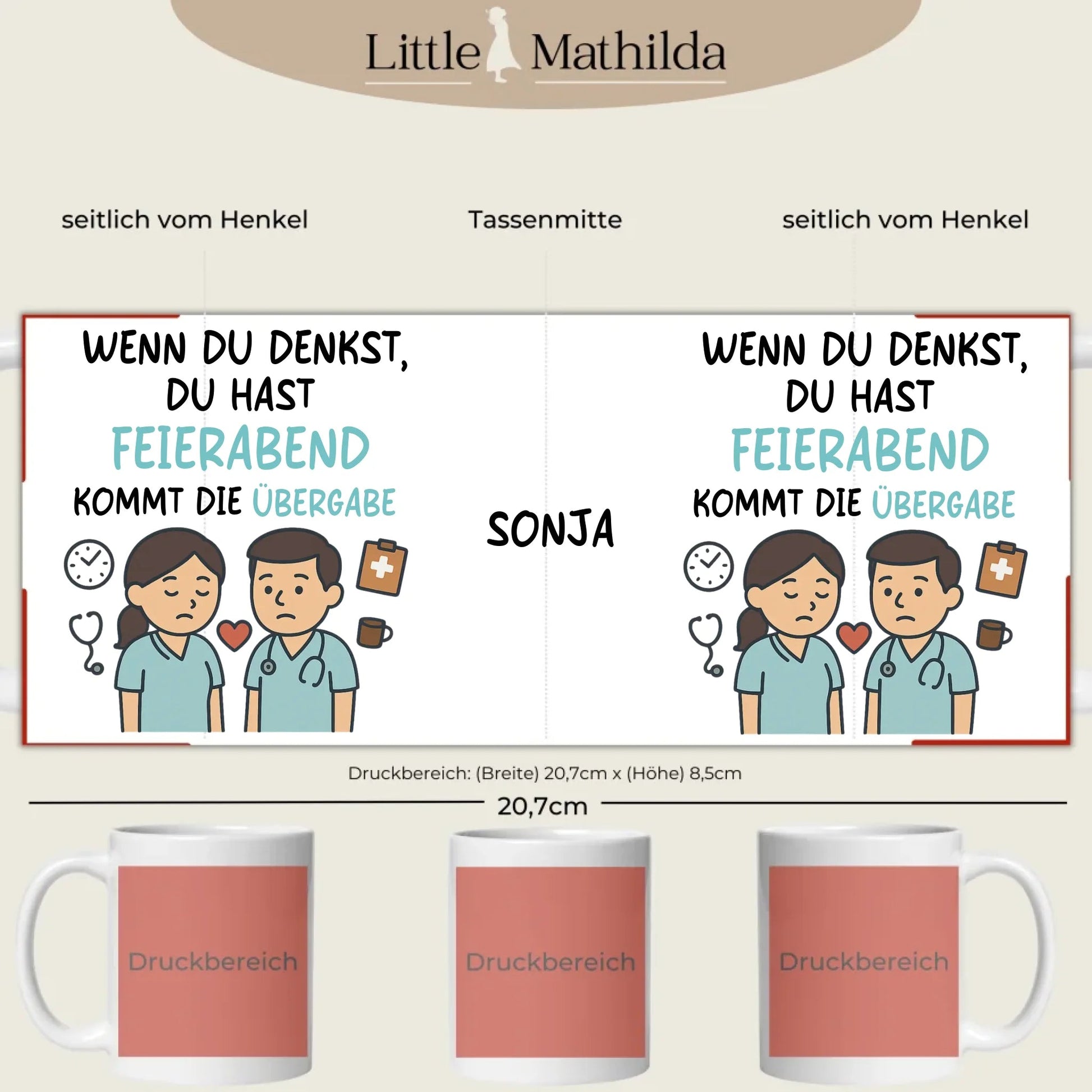 Personalisierte Keramik Tasse Druckbereich 360 Grad