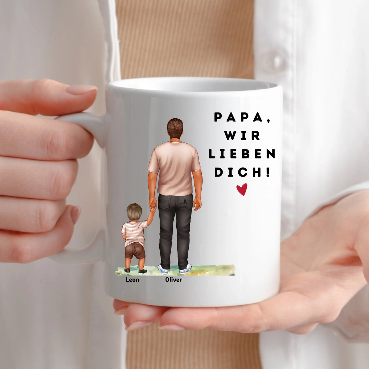 Personalisierte Papa Tasse mit Kindern und Namen – Keramiktasse | Geschenk für Vatertag & Geburtstag Little Mathilda Little Mathilda Keramik Tasse