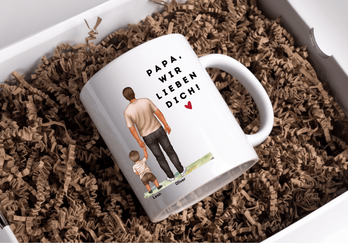 Personalisierte Papa Tasse mit Kindern und Namen – Keramiktasse | Geschenk für Vatertag & Geburtstag Little Mathilda Little Mathilda Keramik Tasse