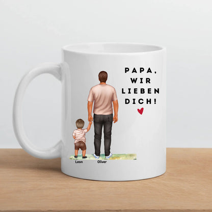 Personalisierte Papa Tasse mit Kindern und Namen – Keramiktasse | Geschenk für Vatertag & Geburtstag Little Mathilda Little Mathilda Keramik Tasse