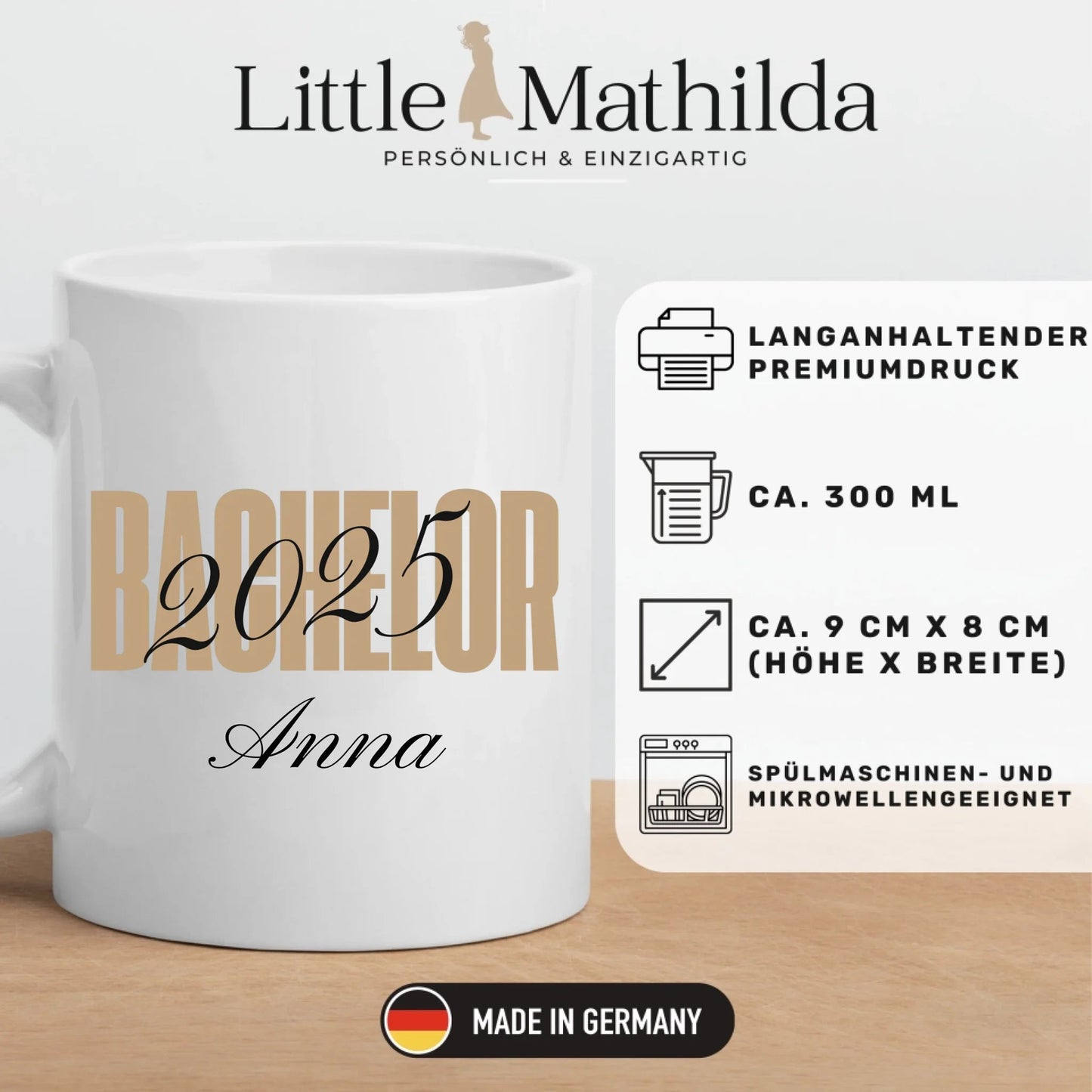 Personalisierte Tasse Bachelor 2025 Little Mathilda Little Mathilda Keramik Tasse