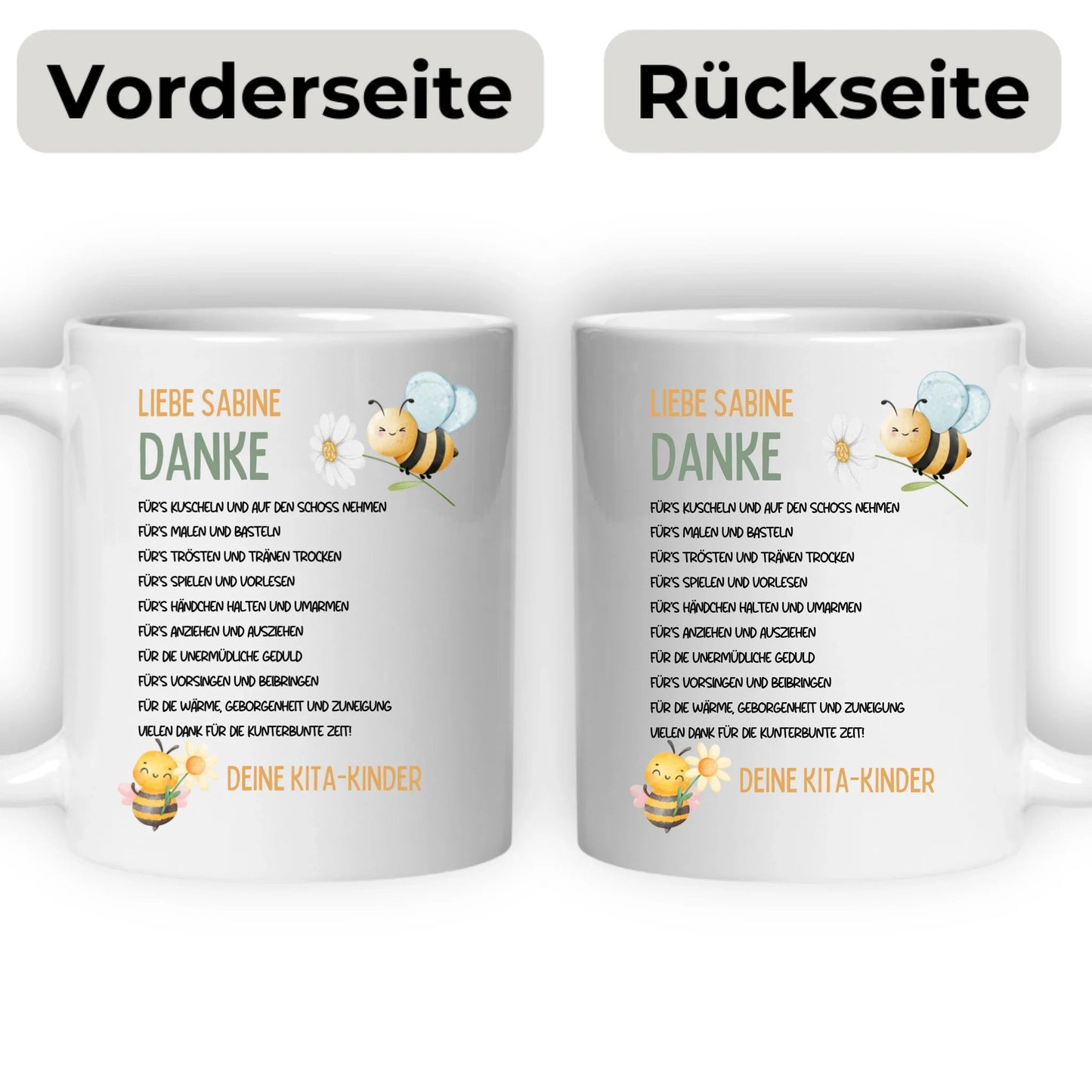 Personalisierte Tasse für Erzieherin oder Erzieher zum Abschied - Geschenk von den Kita - Kindern Little Mathilda Little Mathilda Keramik Tasse