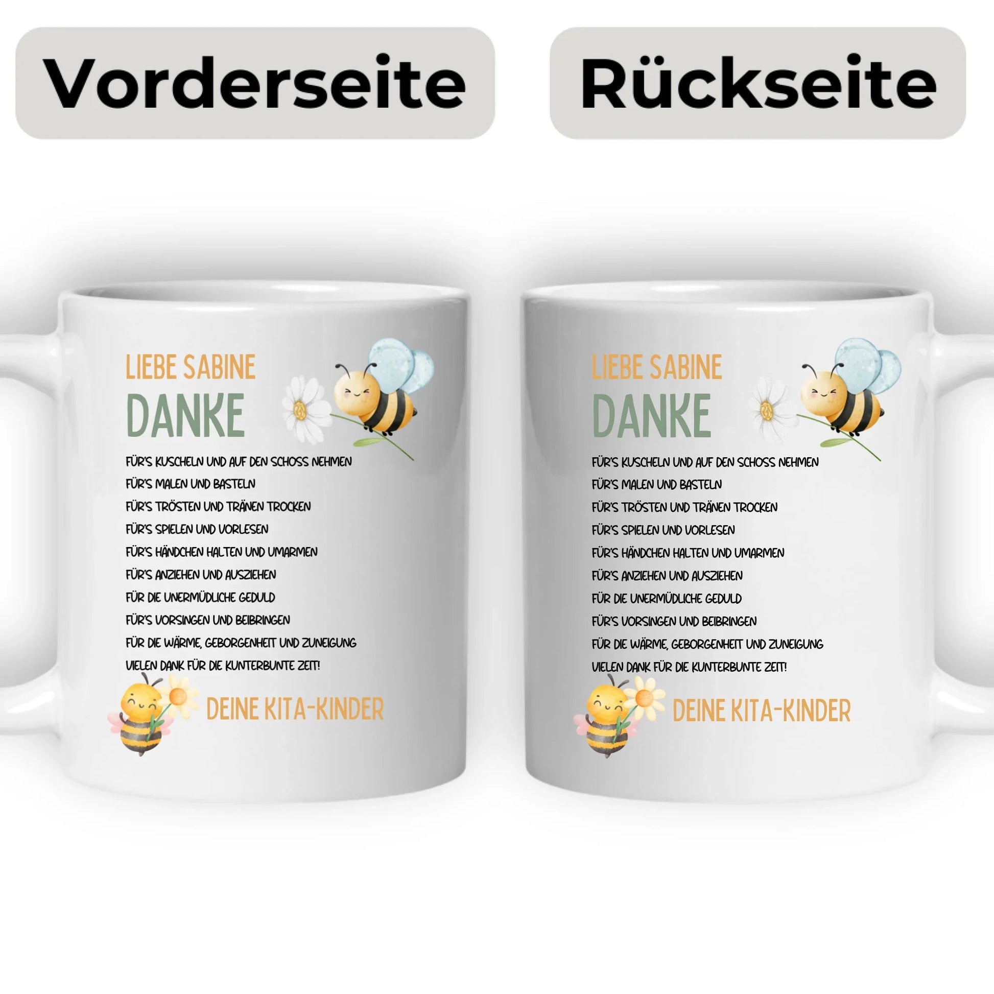 Personalisierte Tasse für Erzieherin oder Erzieher zum Abschied - Geschenk von den Kita - Kindern Little Mathilda Little Mathilda Keramik Tasse