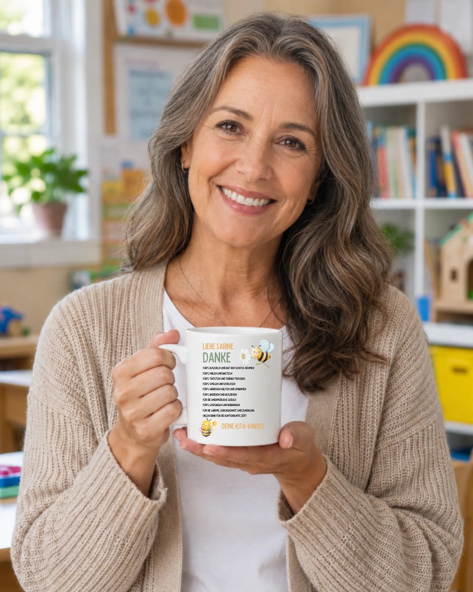 Personalisierte Tasse für Erzieherin oder Erzieher zum Abschied - Geschenk von den Kita - Kindern Little Mathilda Little Mathilda Keramik Tasse