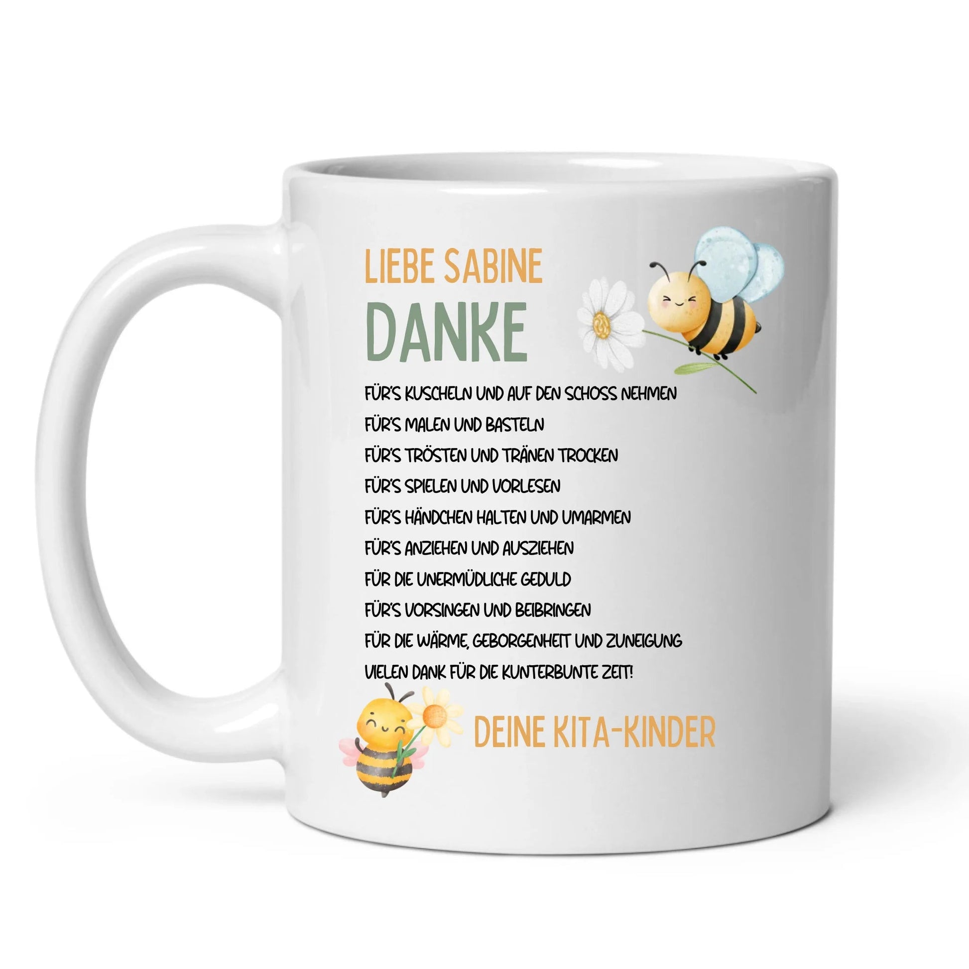 Personalisierte Tasse für Erzieherin oder Erzieher zum Abschied - Geschenk von den Kita - Kindern Little Mathilda Little Mathilda Keramik Tasse