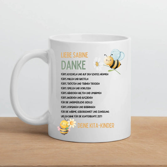 Personalisierte Tasse für Erzieherin oder Erzieher zum Abschied - Geschenk von den Kita - Kindern Little Mathilda Little Mathilda Keramik Tasse