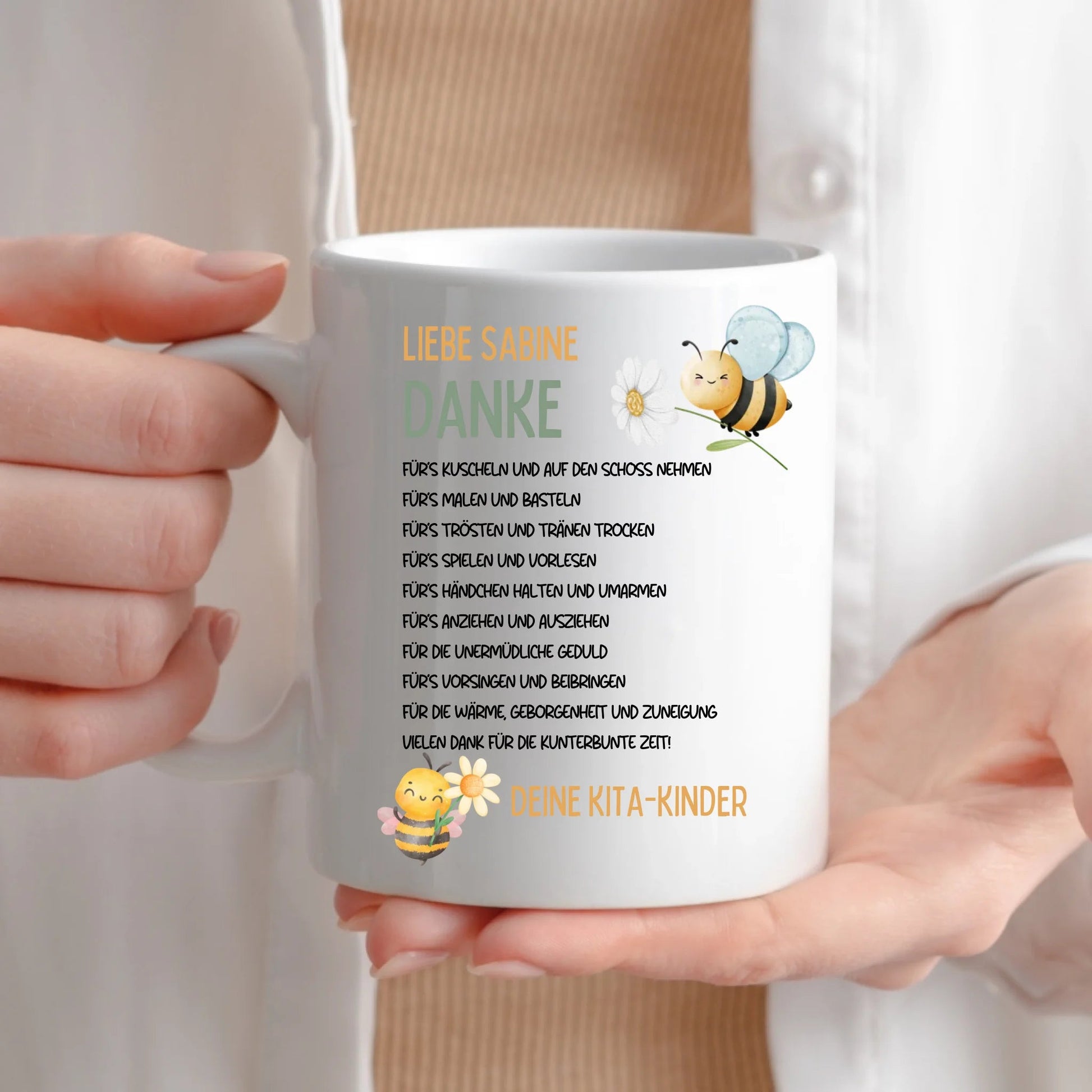 Personalisierte Tasse für Erzieherin oder Erzieher zum Abschied - Geschenk von den Kita - Kindern Little Mathilda Little Mathilda Keramik Tasse