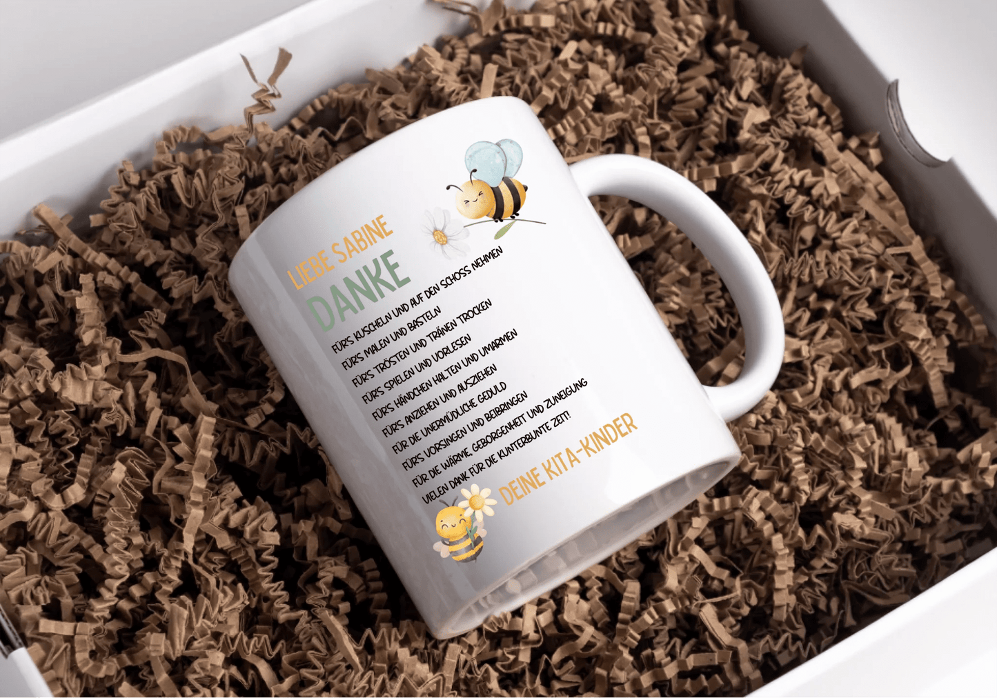 Personalisierte Tasse für Erzieherin oder Erzieher zum Abschied - Geschenk von den Kita - Kindern Little Mathilda Little Mathilda Keramik Tasse