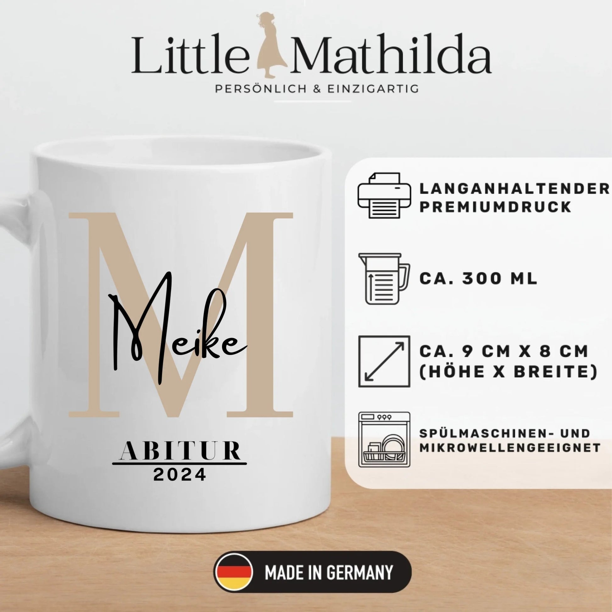 Personalisierte Tasse zum Abschluss mit Namen – Geschenk für Absolvent:innen Little Mathilda Little Mathilda Keramik Tasse