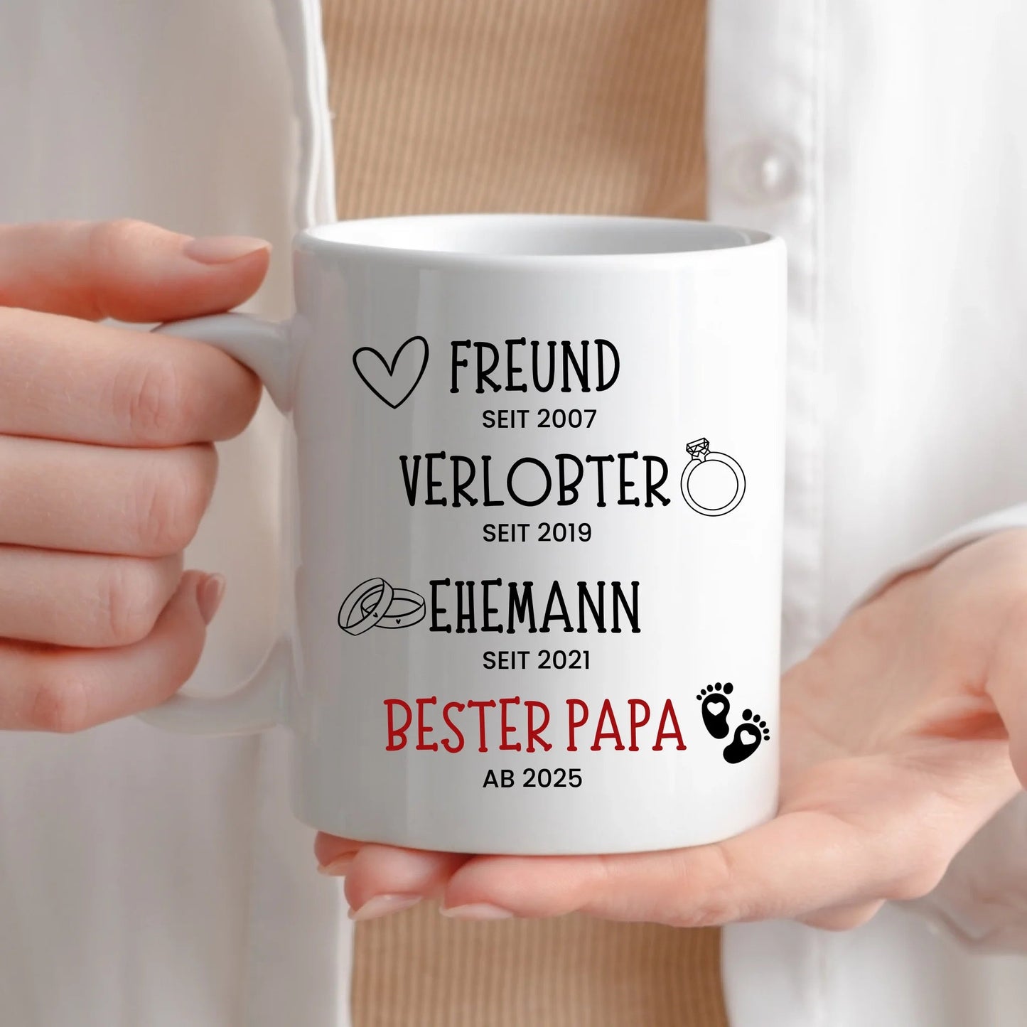 Schwangerschaft verkünden: Freund, Verlobter, Ehemann, Bester Papa Little Mathilda Little Mathilda Keramik Tasse