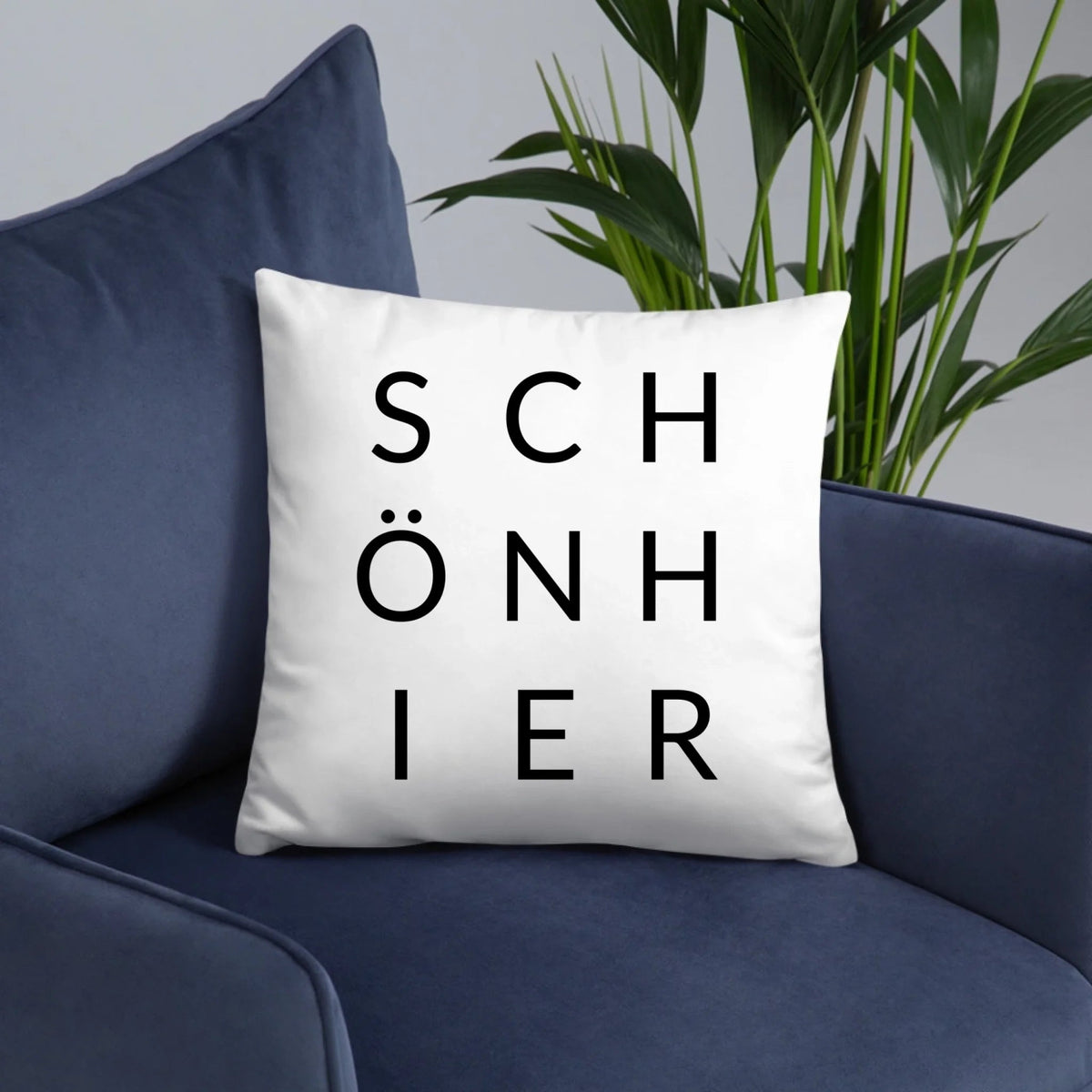 Dekokissen „SCHÖN HIER“ – Modernes Baumwollkissen mit Aufdruck Little Mathilda Little Mathilda Kissen