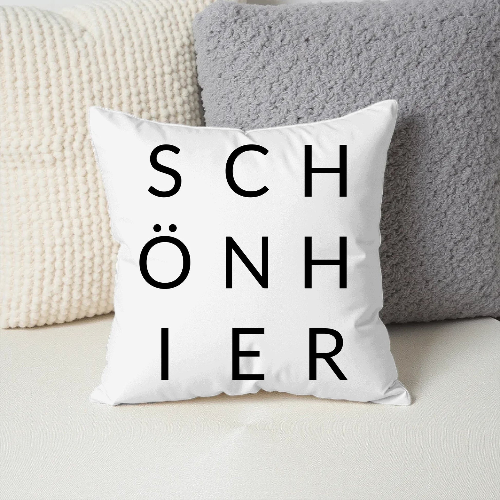 Dekokissen „SCHÖN HIER“ – Modernes Baumwollkissen mit Aufdruck Little Mathilda Little Mathilda Kissen