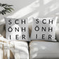 Dekokissen „SCHÖN HIER“ – Modernes Baumwollkissen mit Aufdruck Little Mathilda Little Mathilda Kissen