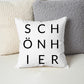 Dekokissen „SCHÖN HIER“ – Modernes Baumwollkissen mit Aufdruck Little Mathilda Little Mathilda Kissen