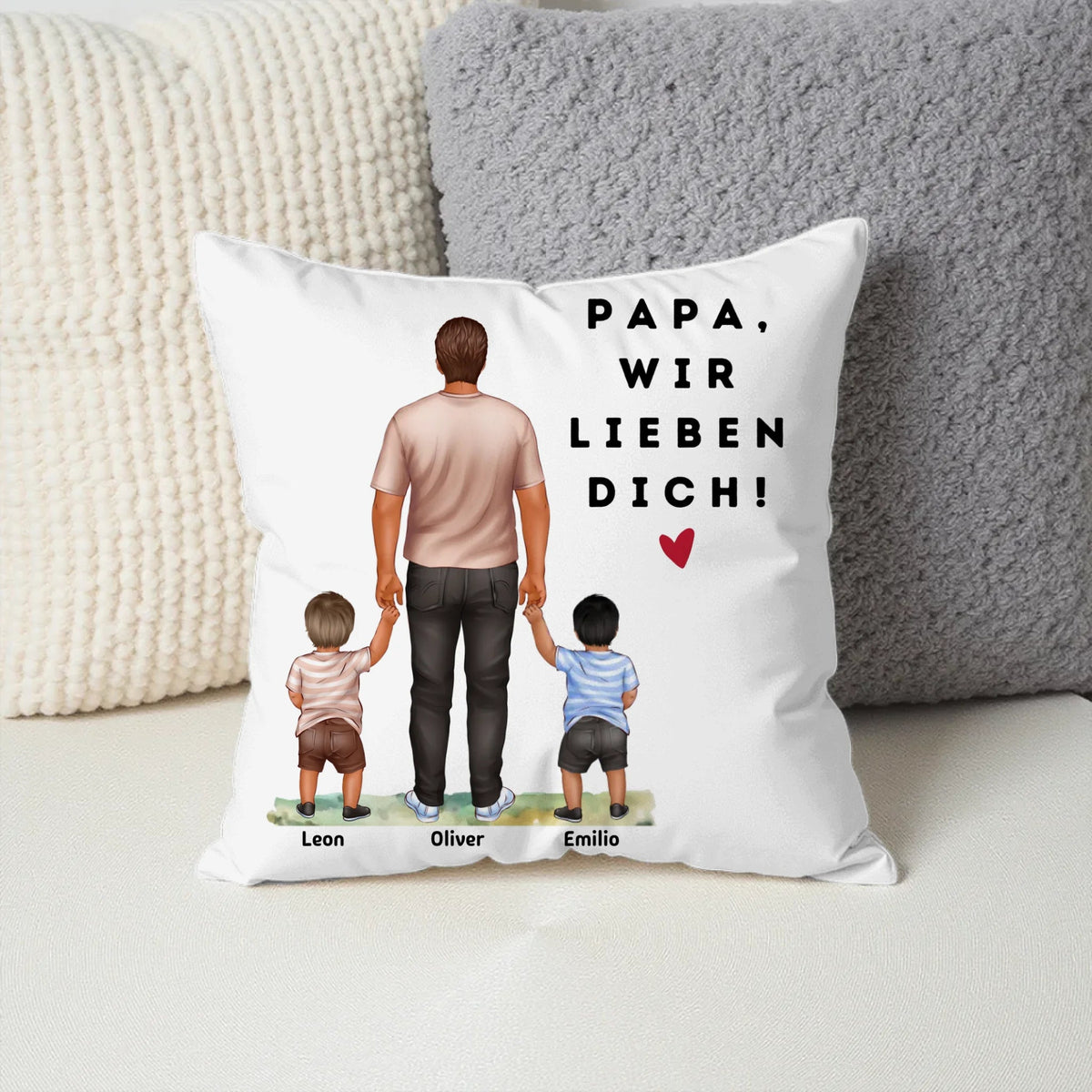 Geschenk für Papa mit Kindern – Personalisiertes Kissen mit Namen | Perfekt für Vatertag & Geburtstag Little Mathilda Little Mathilda Kissen