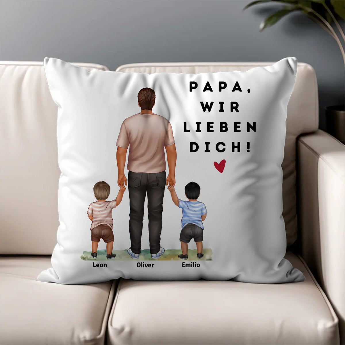 Geschenk für Papa mit Kindern – Personalisiertes Kissen mit Namen | Perfekt für Vatertag & Geburtstag Little Mathilda Little Mathilda Kissen