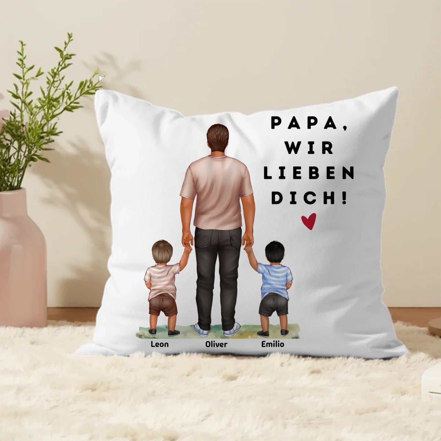 Geschenk für Papa mit Kindern – Personalisiertes Kissen mit Namen | Perfekt für Vatertag & Geburtstag Little Mathilda Little Mathilda Kissen
