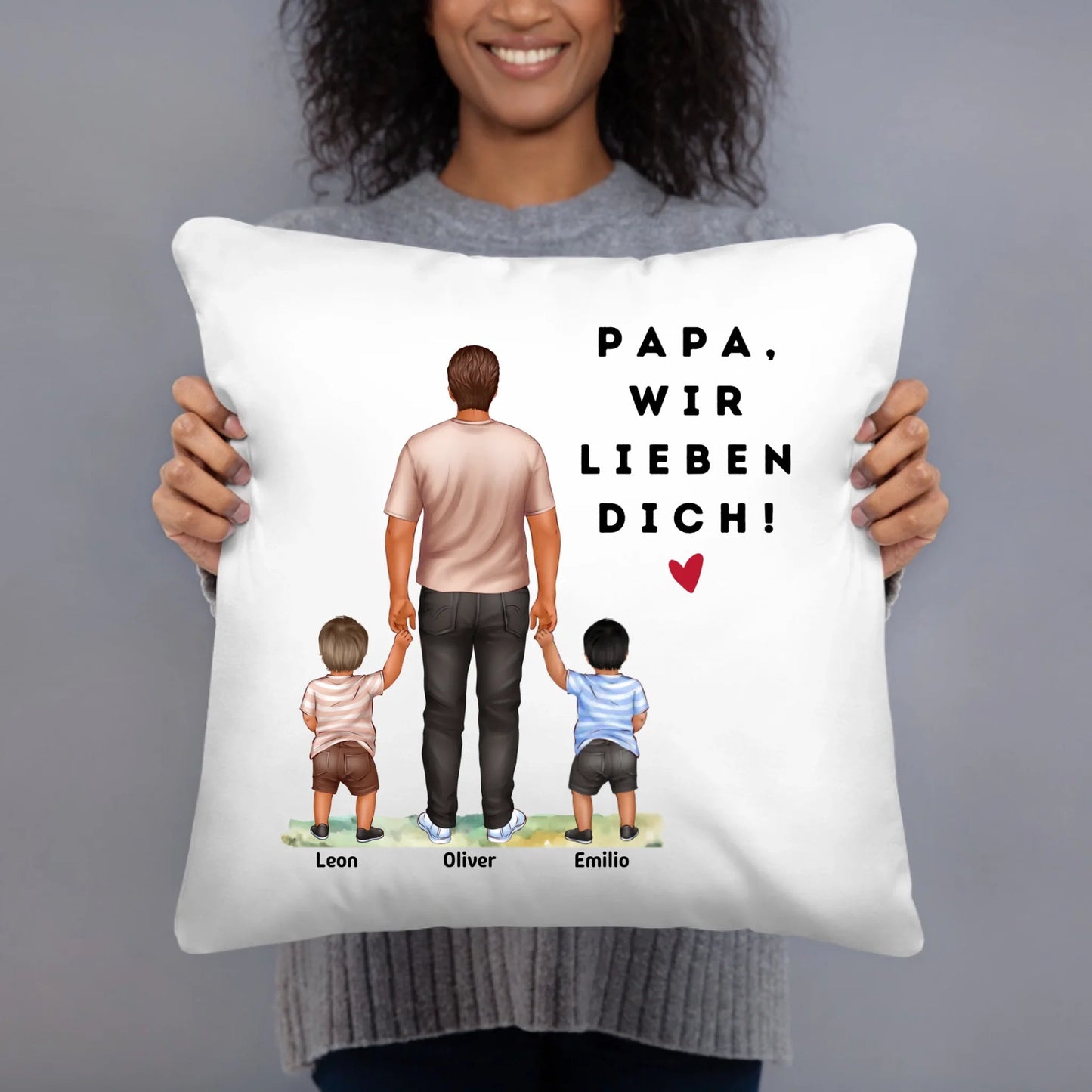 Geschenk für Papa mit Kindern – Personalisiertes Kissen mit Namen | Perfekt für Vatertag & Geburtstag Little Mathilda Little Mathilda Kissen