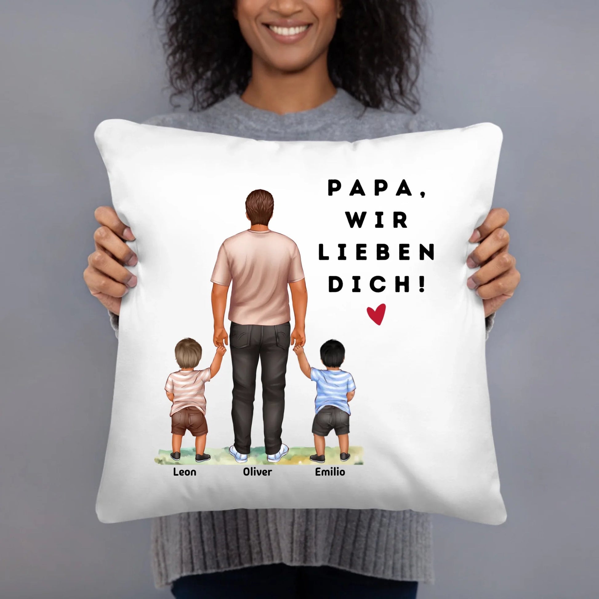 Geschenk für Papa mit Kindern – Personalisiertes Kissen mit Namen | Perfekt für Vatertag & Geburtstag Little Mathilda Little Mathilda Kissen