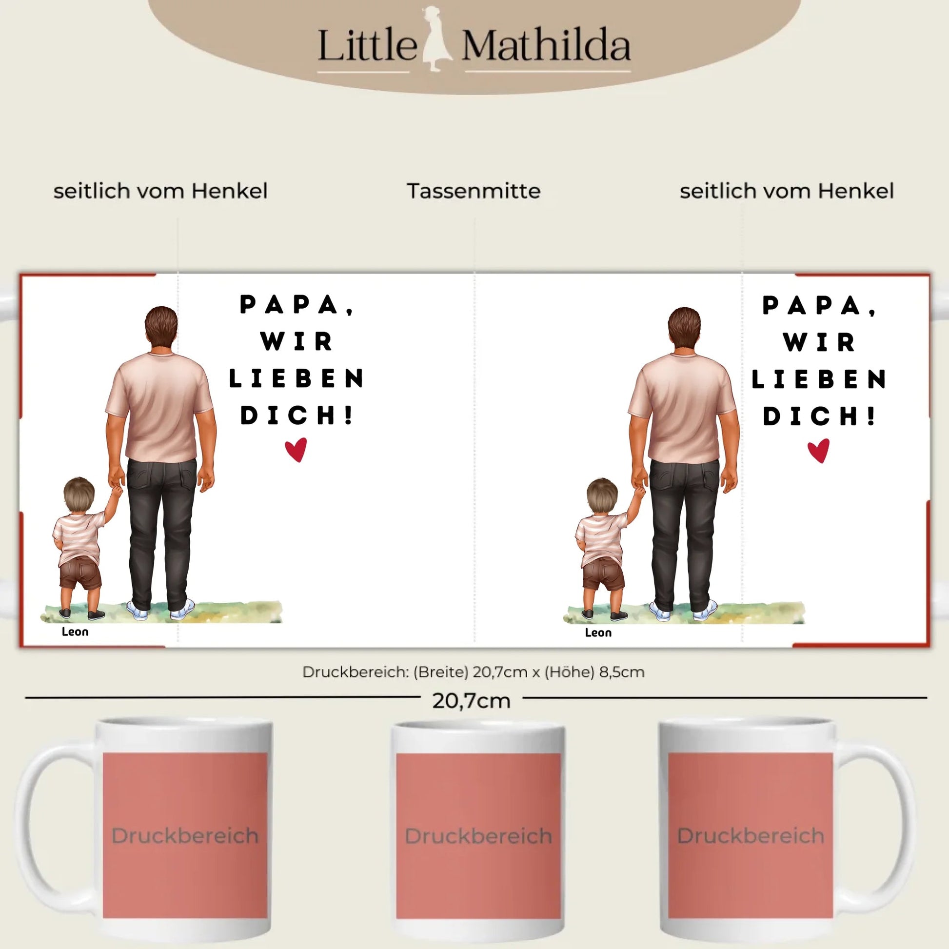 Personalisierte Keramik Tasse Druckbereich 360 Grad