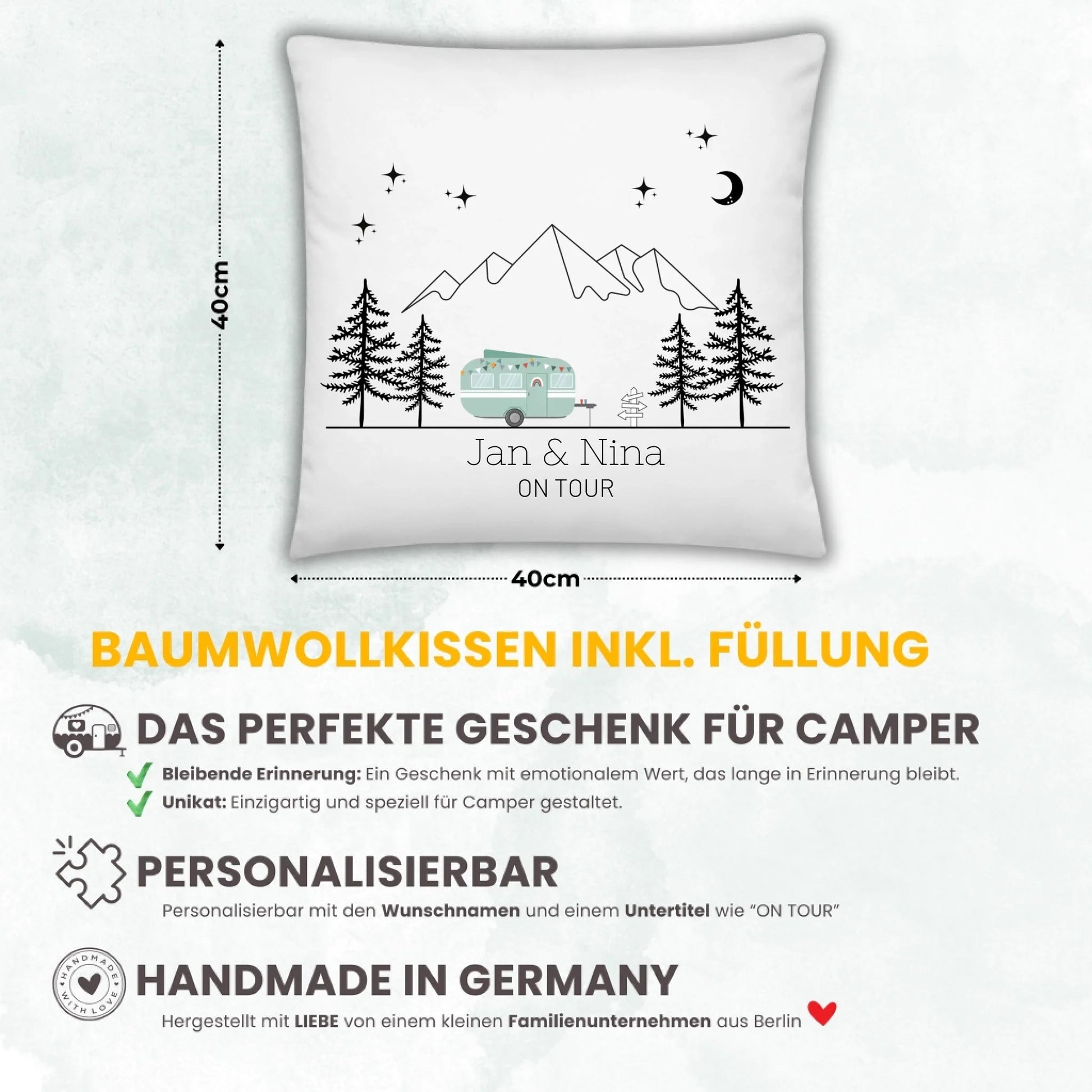Personalisierte Camping Kissen "Happy Camper" Little Mathilda Little Mathilda Kissen