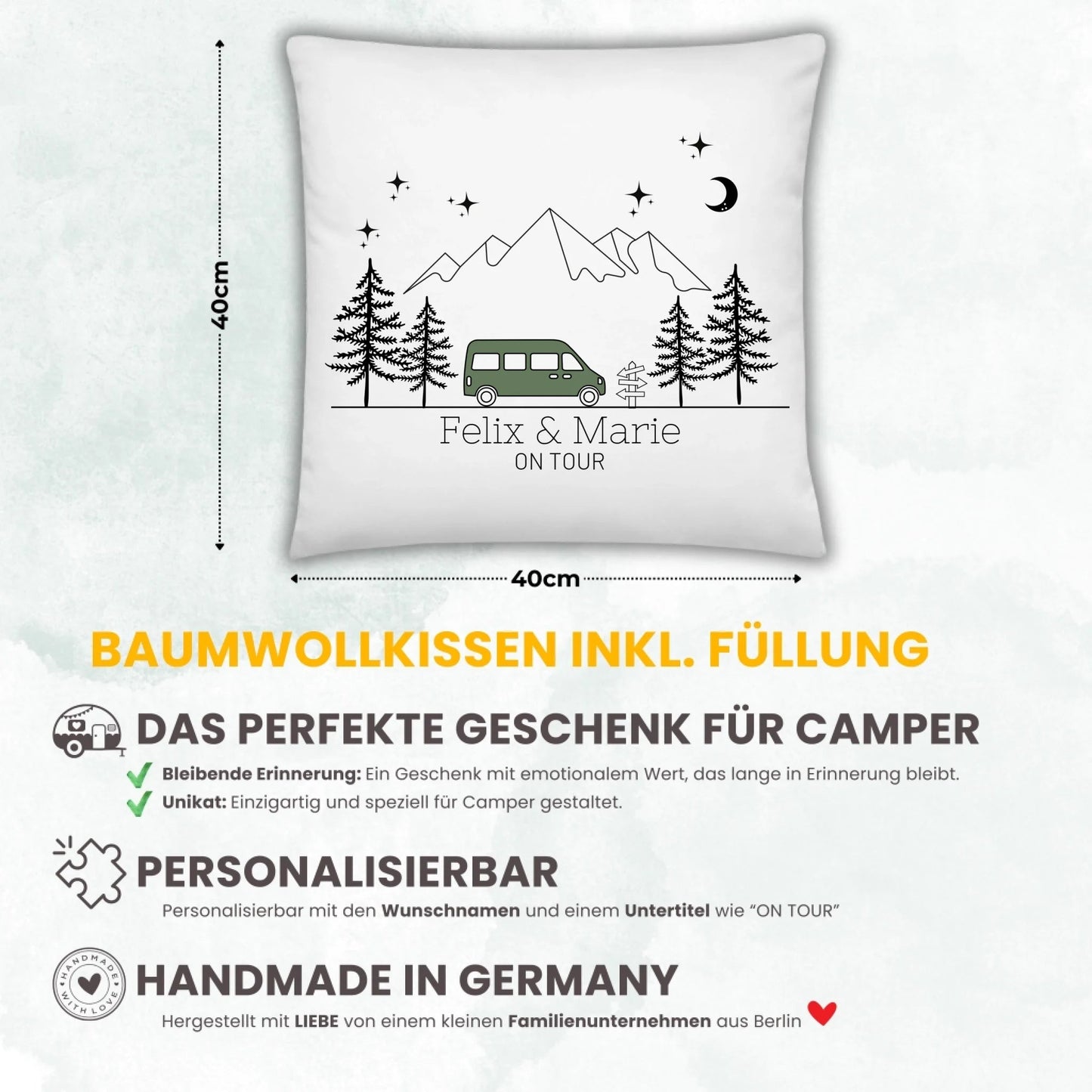 Personalisiertes bunter Camper (40x40cm Baumwolle) Little Mathilda Little Mathilda Kissen